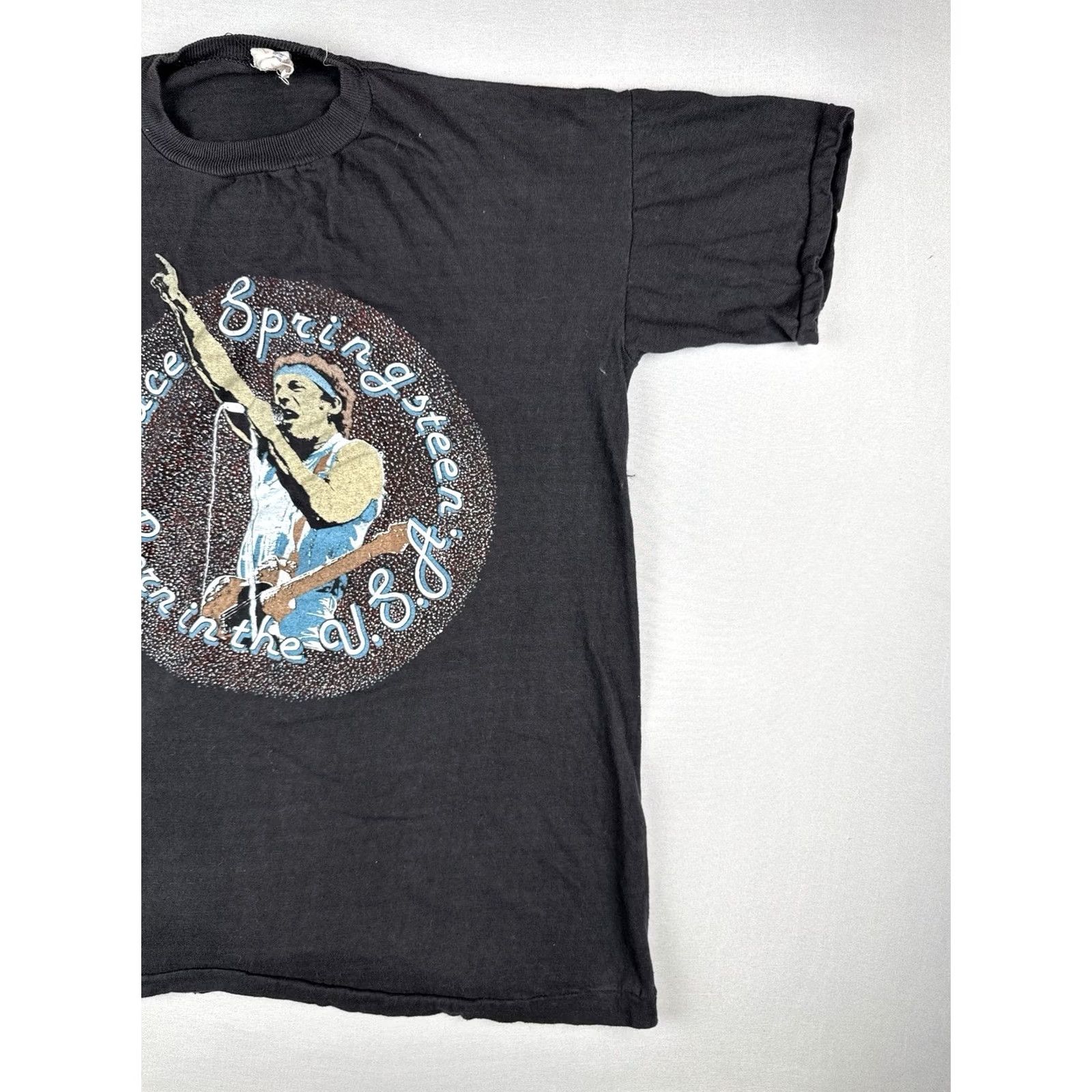 Vintage Vintage Bruce Springsteen Born In The U.S.A. Tour T Shirt Single Stitch M Black Cotton Blend Polyester Men T-Shirt 80s Band USA Rock Mens Size US M / EU 48-50 / 2 - 3 Thumbnail