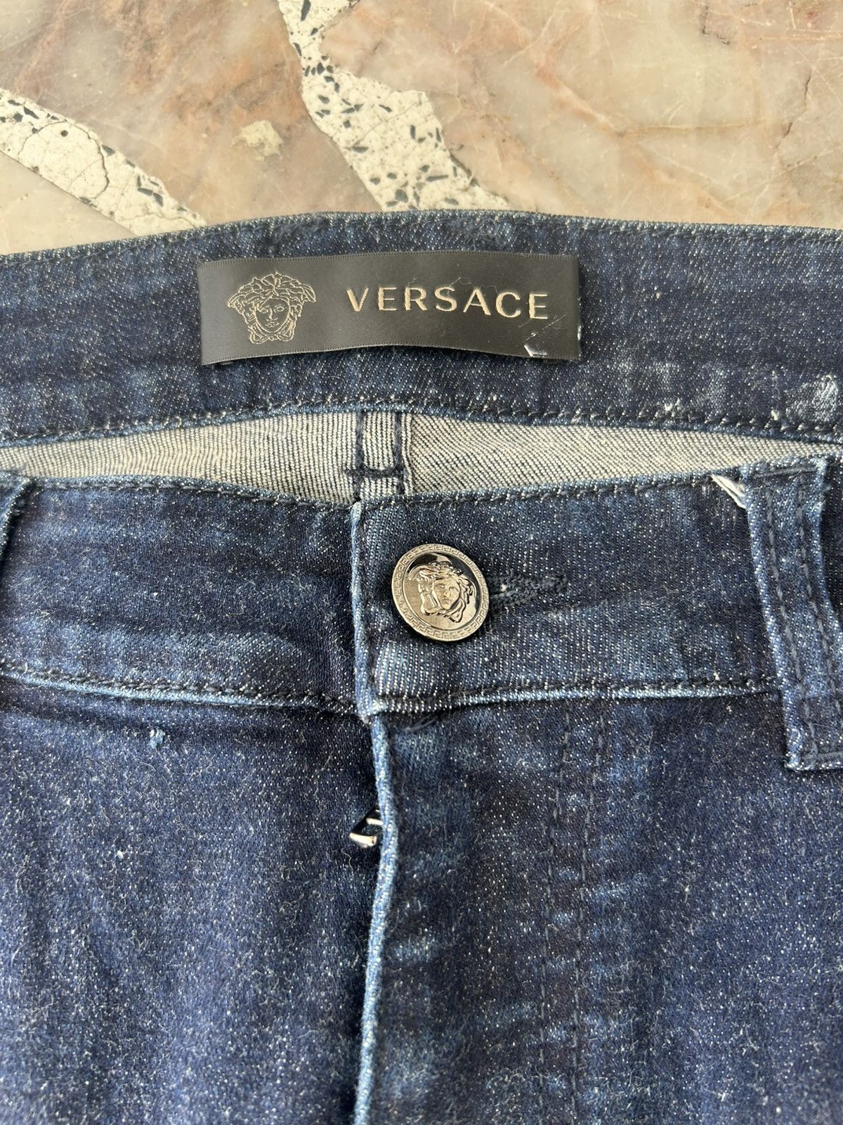 Versace Blue Jacquard Baroque Pattern Denim Size US 34 / EU 50 - 5 Thumbnail