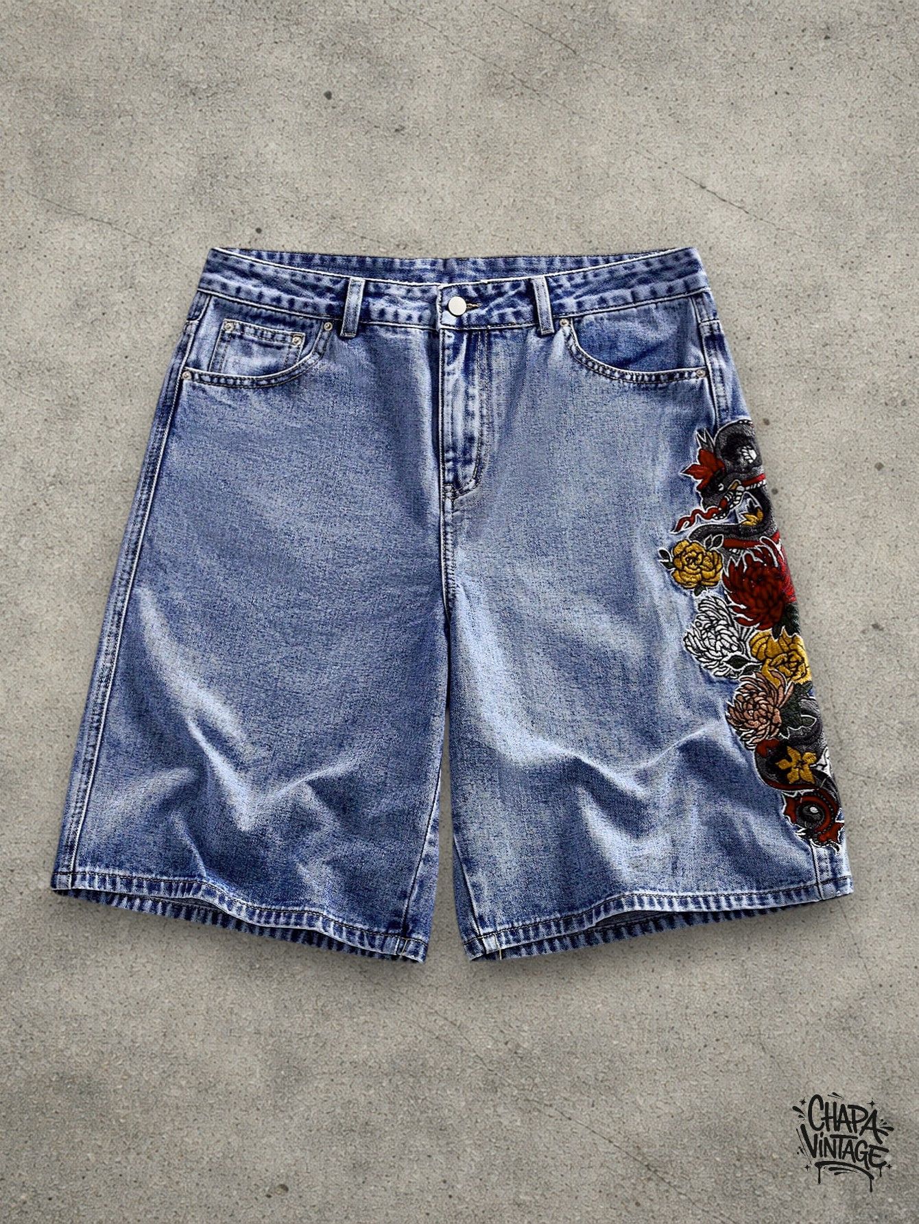 Vintage Floral jeans shorts Size US 32 / EU 48 - 1 Thumbnail