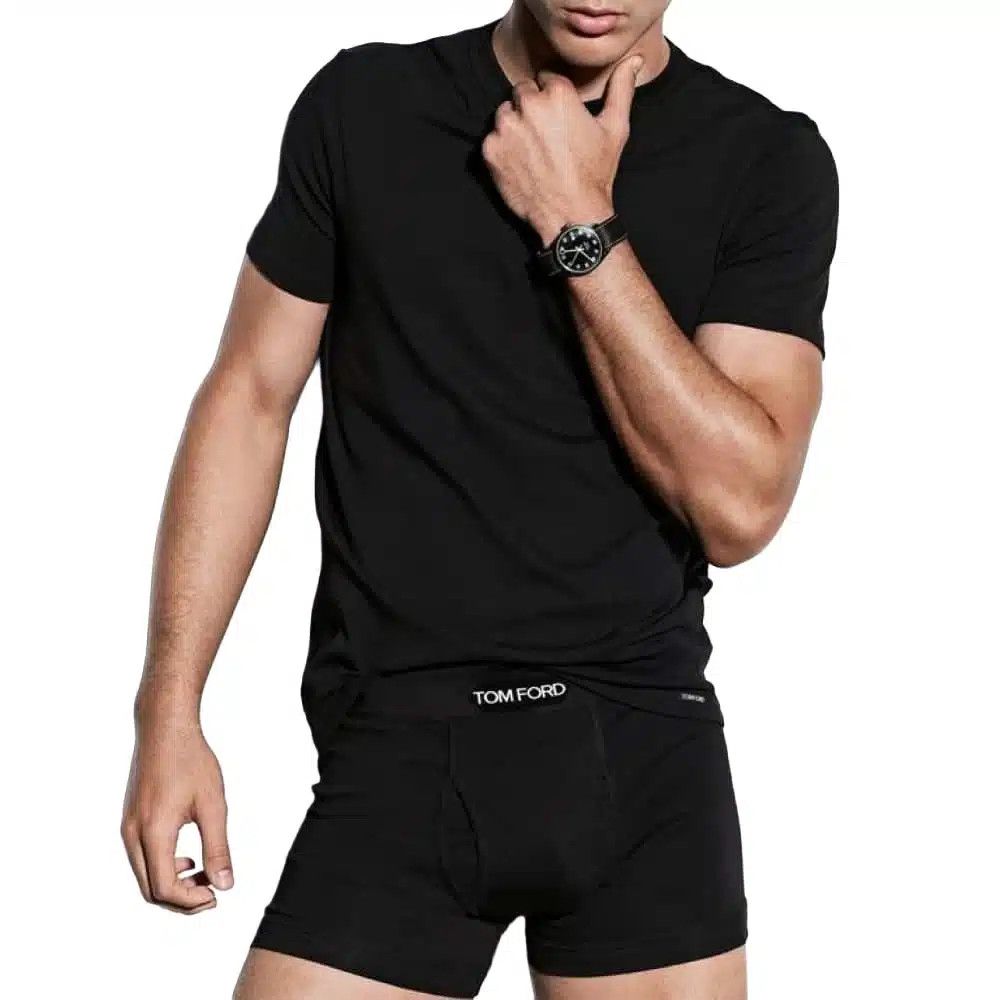 Tom Ford o1loc1c0526 IST4M08 Cotton Crewneck T-Shirt in Black Size US M / EU 48-50 / 2 - 2 Thumbnail