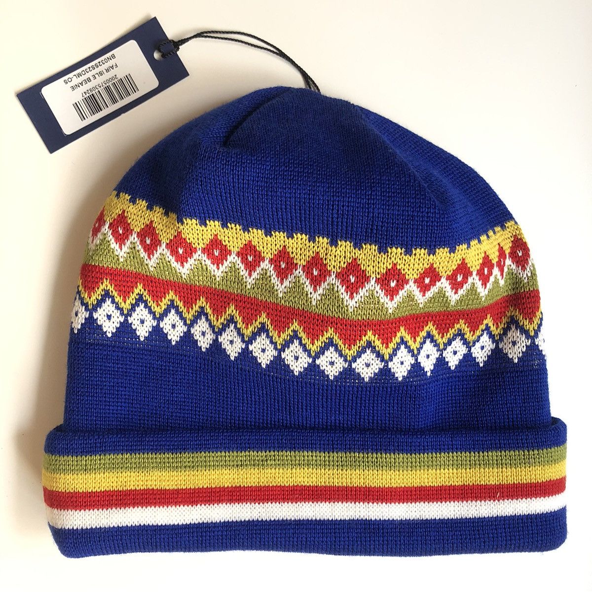 Noah Fair Isle Merino Blend Beanie in Blue, Men's — image 4 of 6