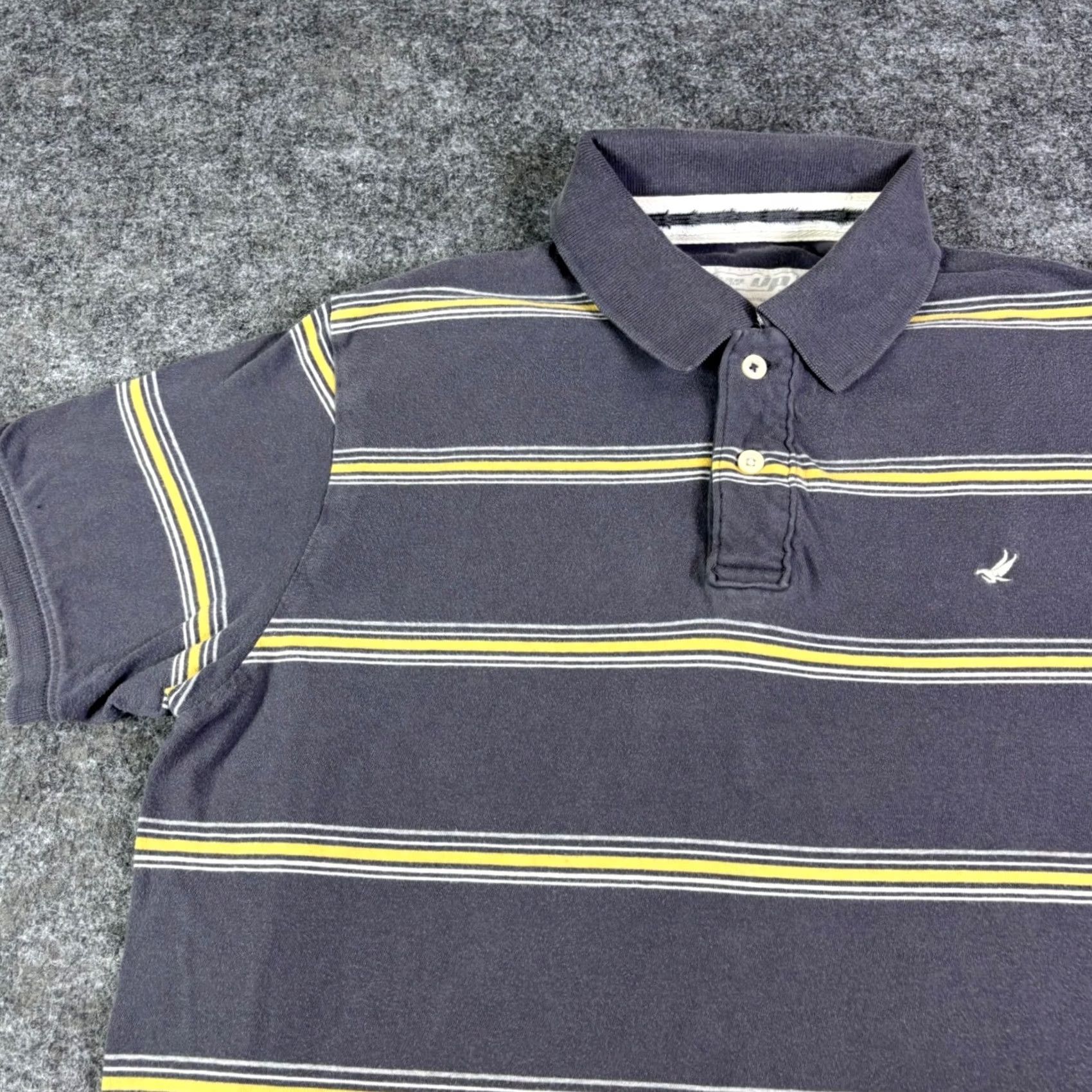 American Eagle Outfitters VINTAGE American Eagle Mens Striped Polo Shirt Gray Yellow Cotton Short Sleeve Large Size US L / EU 52-54 / 3 - 8 Thumbnail