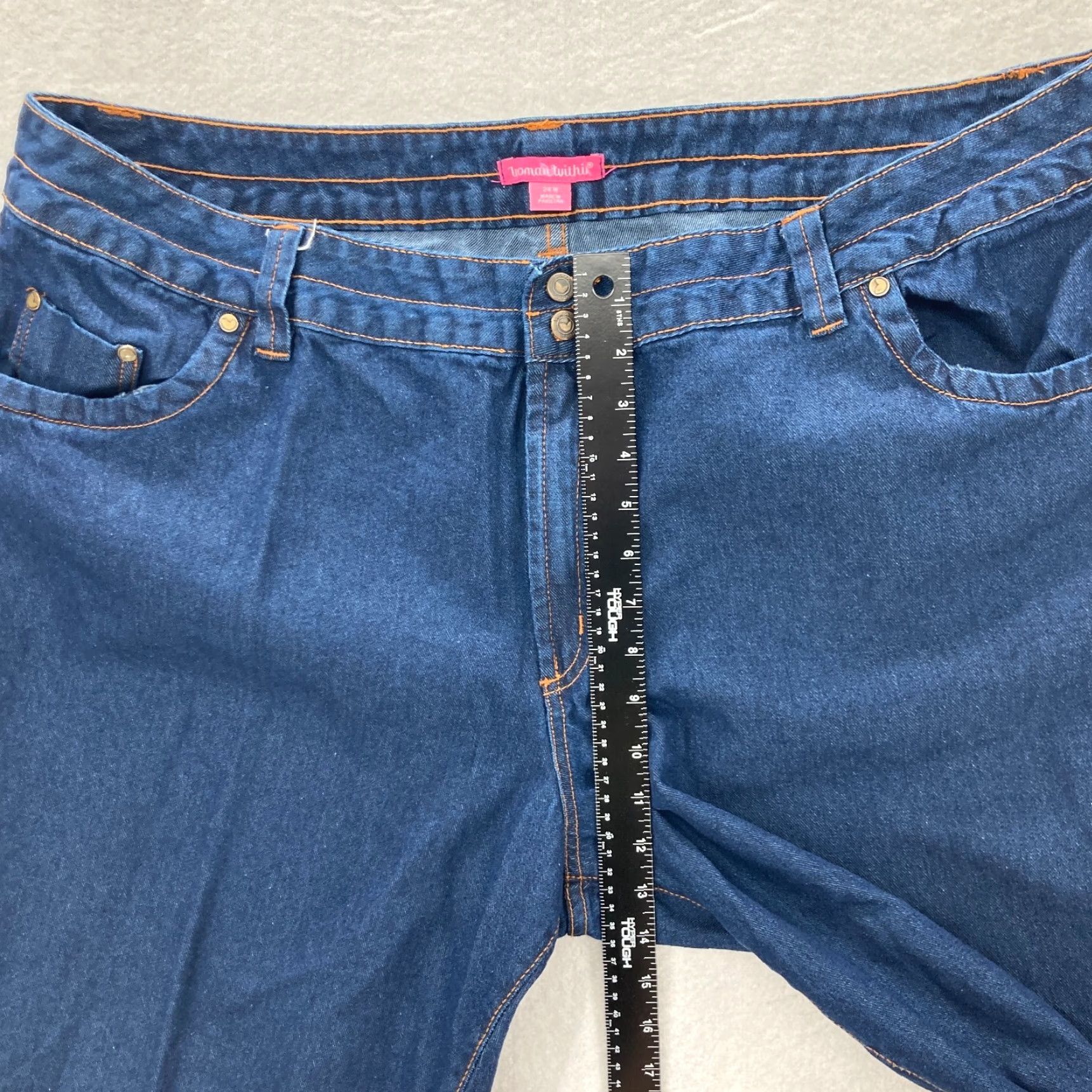 Vintage Woman Within Jeans Womens Size 24 W Dark Wash Blue Denim Jeans High Rise Shirt|No, wait Size 42" / US 20 - 7 Thumbnail