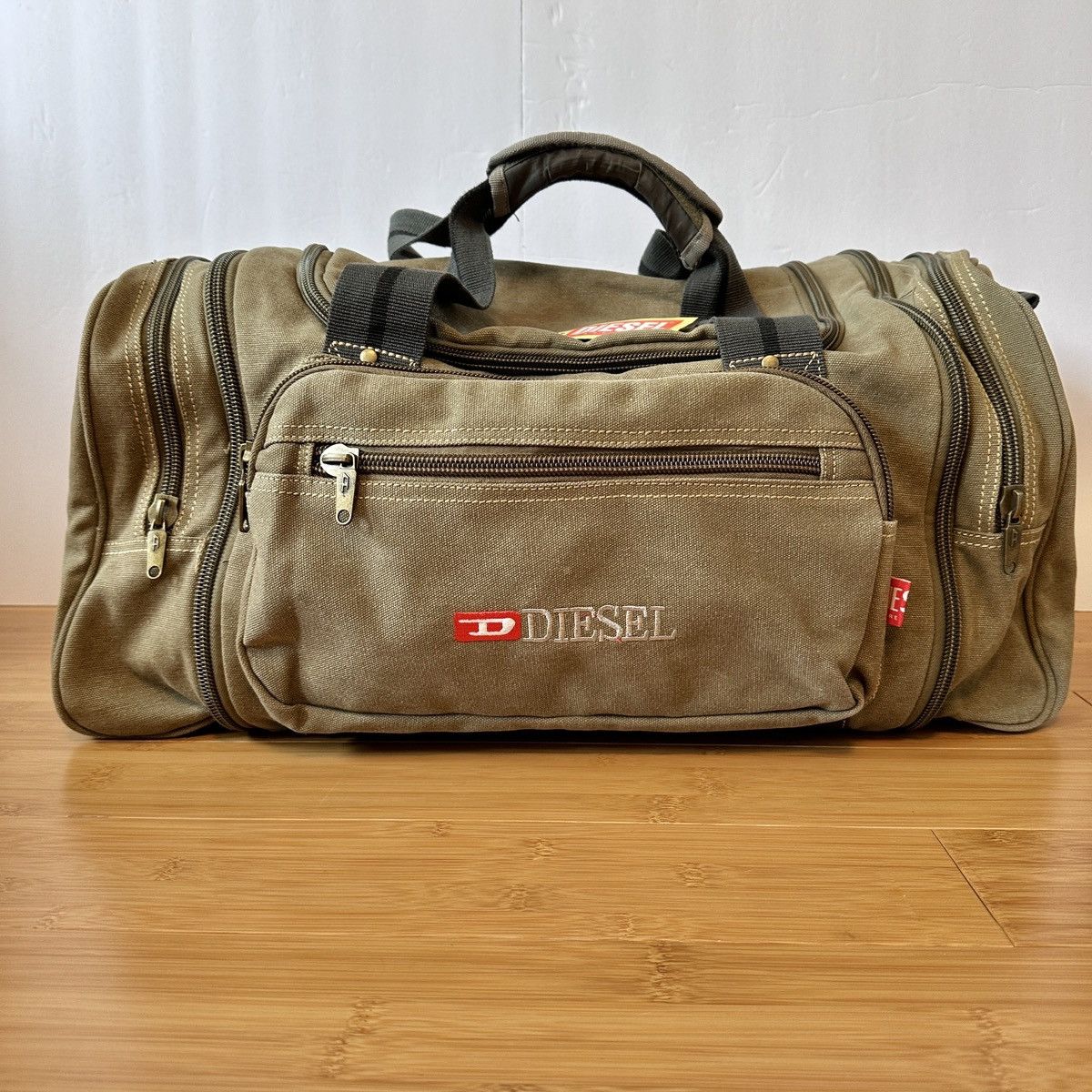image of Vintage Diesel Spare Parts Extendable Duffel Bag Grn Canvas in Army Green, Men's