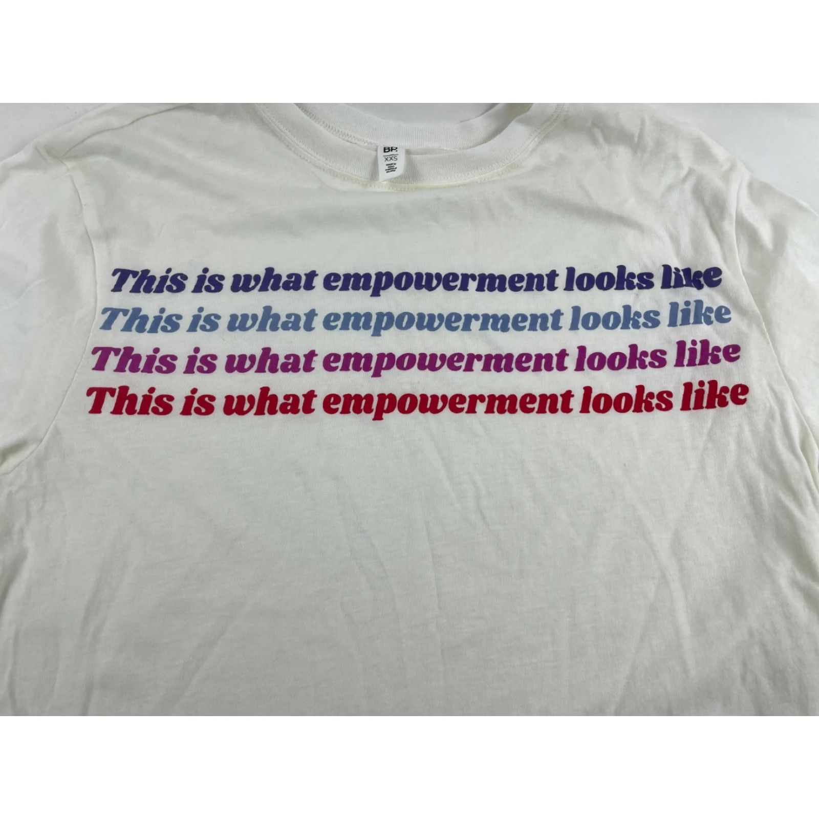 Vintage BP T-Shirt Women XXS Cream Round Neck Short Sleeve Empowerment Statement Size XXS / US 00 / IT 34 - 3 Thumbnail