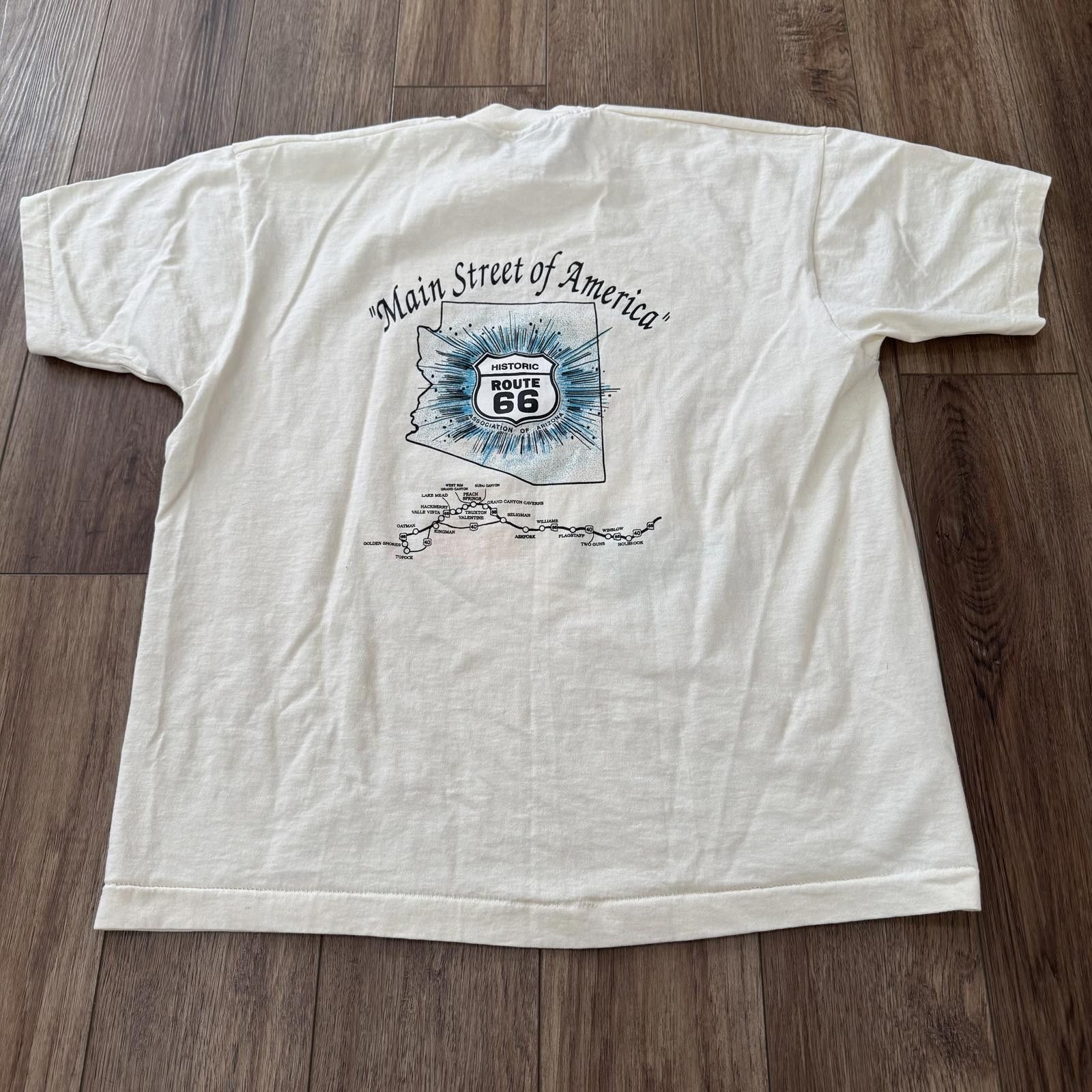 Fruit Of The Loom Vintage 90s Route 66 Classic Cars Fun Run Arizona Shirt Size US XL / EU 56 / 4 - 6 Thumbnail