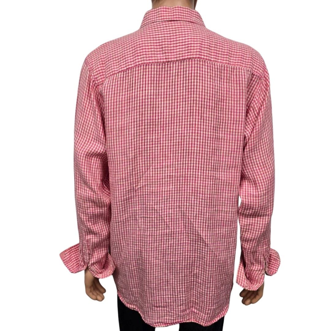 BUGATCHI BUGATCHI Uomo Linen Shirt L Gingham Check Contrast Flip Cuff Size US L / EU 52-54 / 3 - 9 Thumbnail