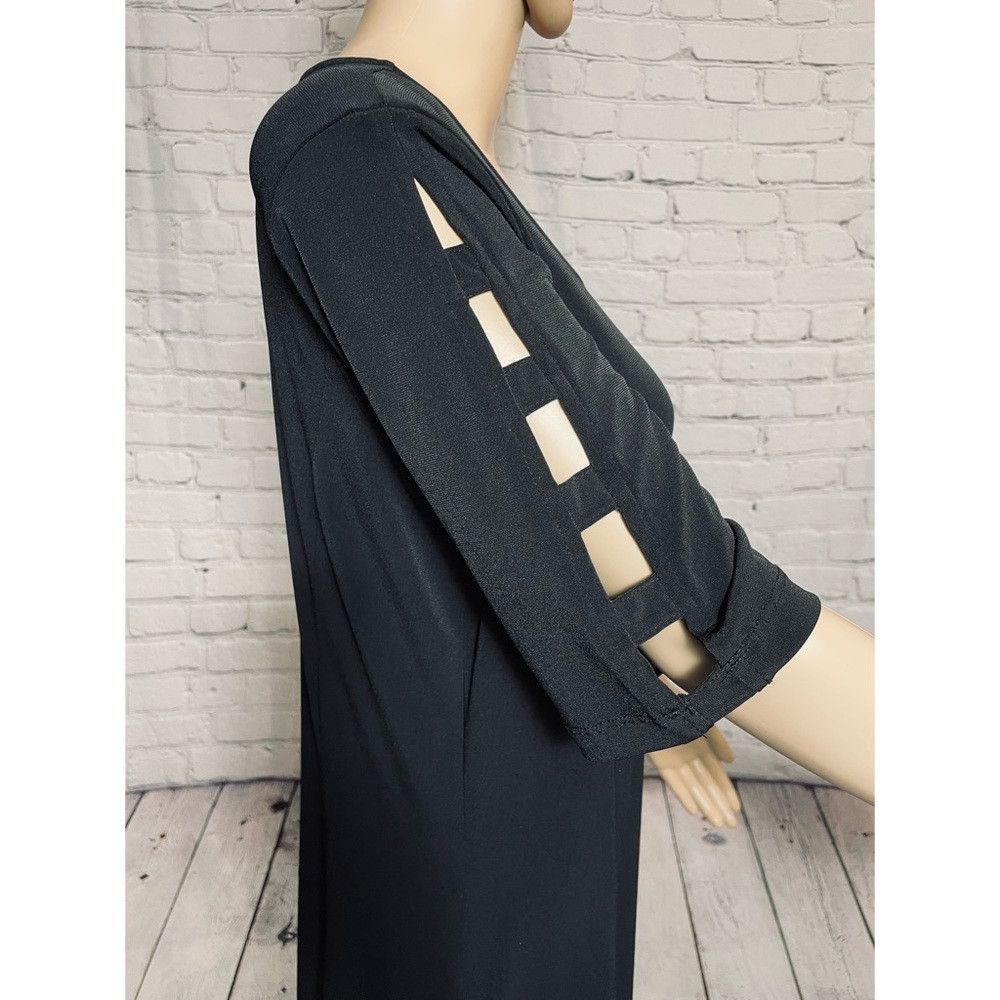 Other Susan Graver Liquid Knit Black Dress with Banded Split Elbo Size S / US 4 / IT 40 - 9 Thumbnail