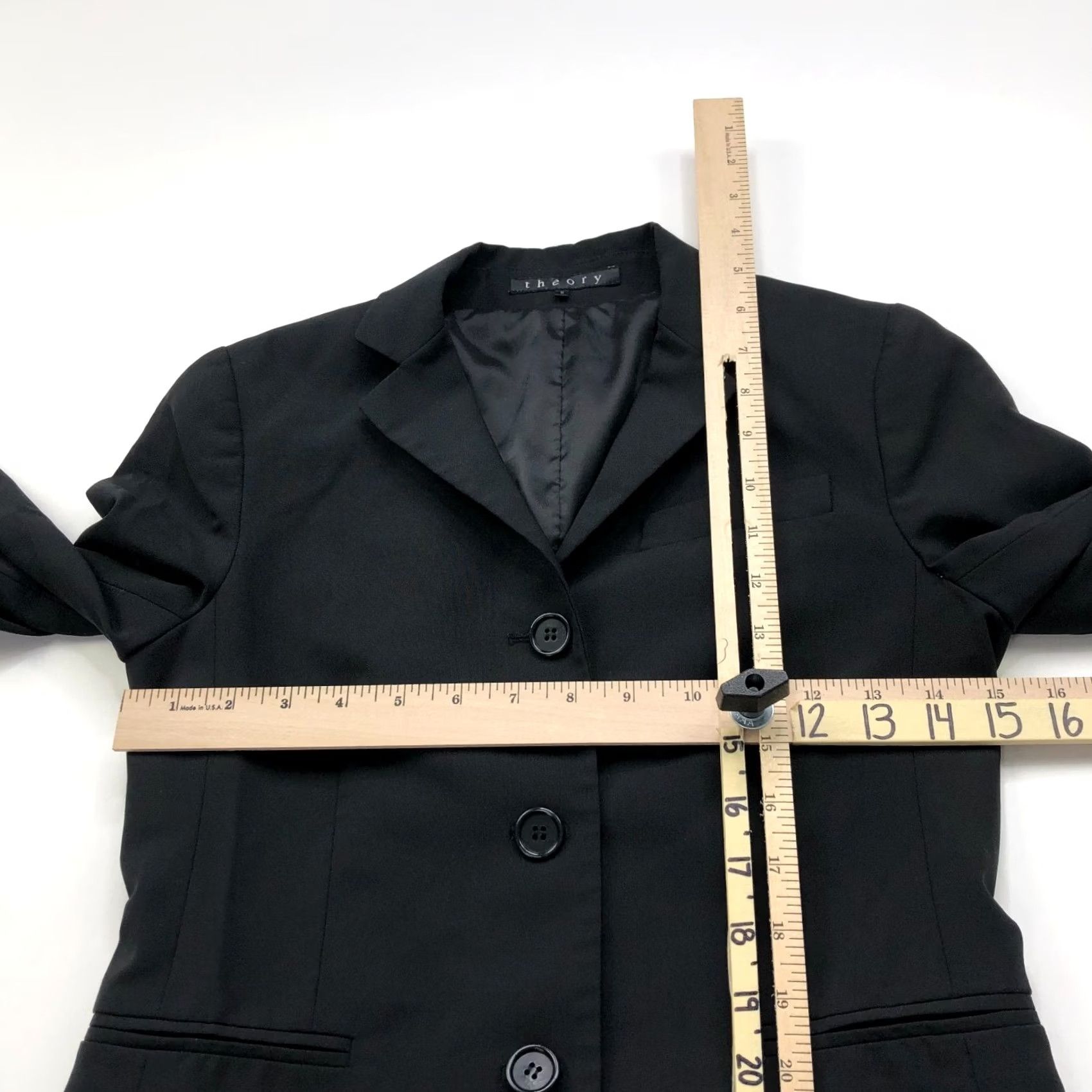 Theory Theory Womens Wool Blend 3 Button Blazer Lined Jacket Black Size 0 Size XS / US 0-2 / IT 36-38 - 6 Thumbnail