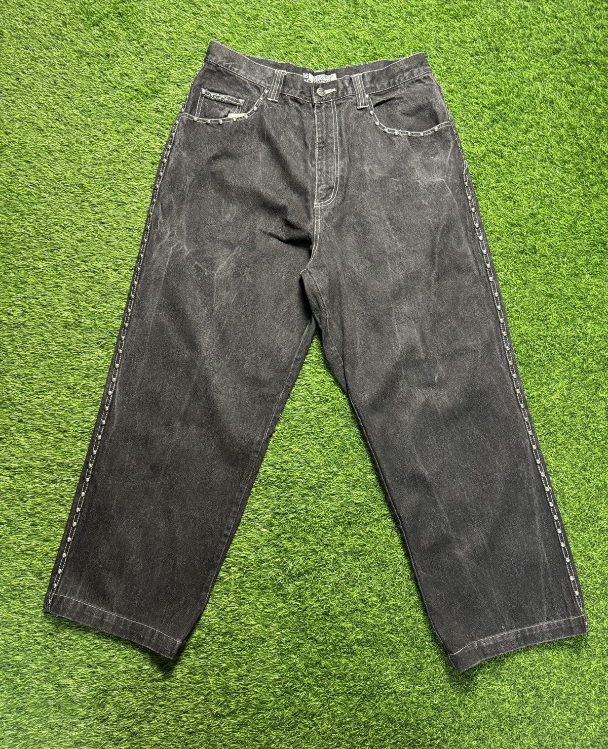 JNCO RAW BLUE - side stud baggy jeans Size US 33 - 2 Thumbnail