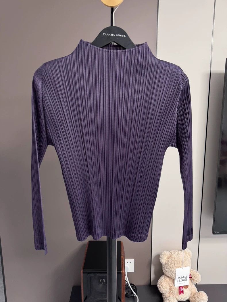 Issey Miyake Issey Miyake size:4 Purple pleated long-sleeved shirt Size M / US 6-8 / IT 42-44 - 1 Thumbnail