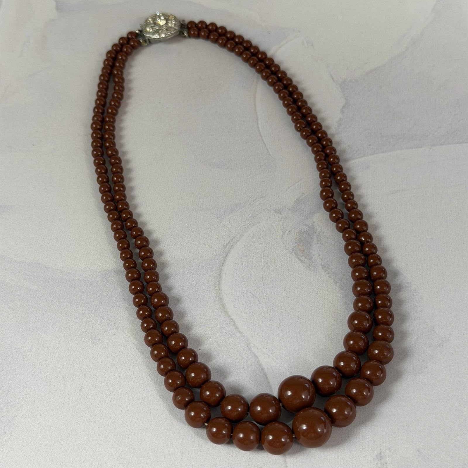 Other VTG 1980s Boho Brown Graduated Bead 2-Strand 17" Necklace Size ONE SIZE - 5 Thumbnail