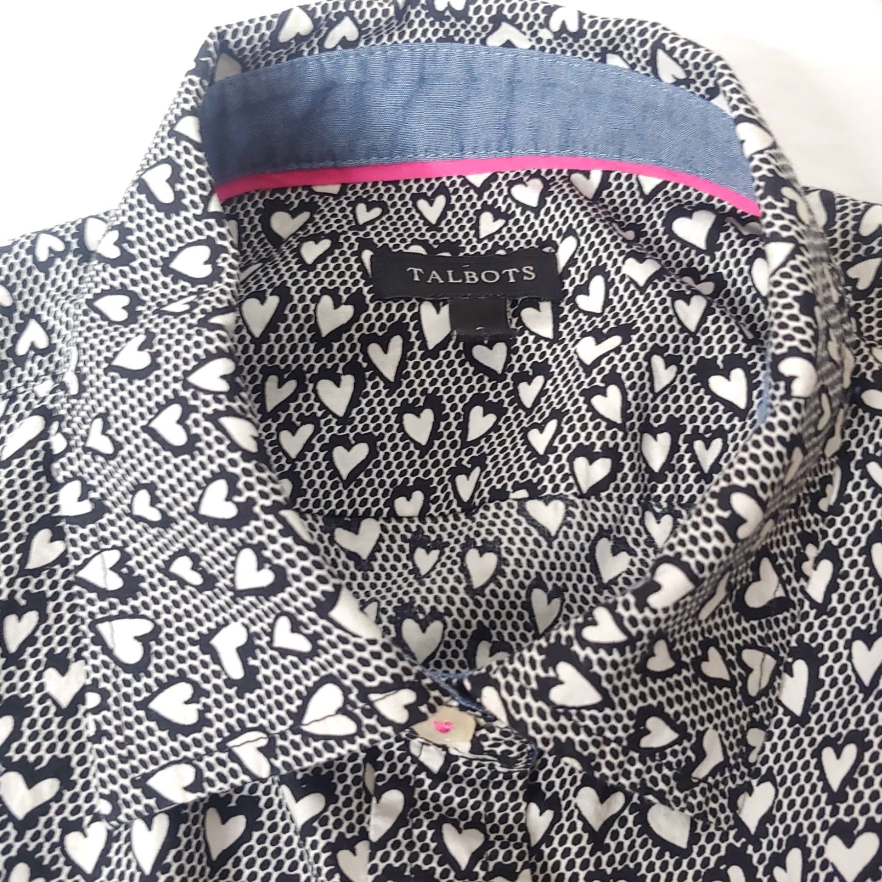 Talbots Talbots Women's Blouse Size 6 Long Sleeve Heart Pattern Black White Cotton Fall Spring Winter Size M / US 6-8 / IT 42-44 - 6 Thumbnail
