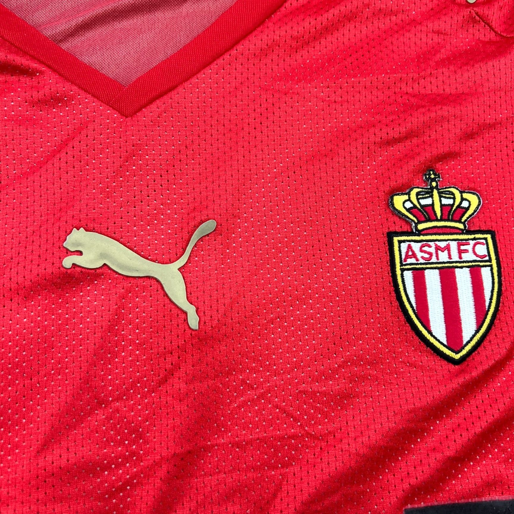 Puma PUMA Monaco 2008 2009 Home Football Jersey Shirt Mens L Multicolor Short Sleeve Pullover Round Neck Quick Dry Soccer Shirt Size US L / EU 52-54 / 3 - 7 Thumbnail