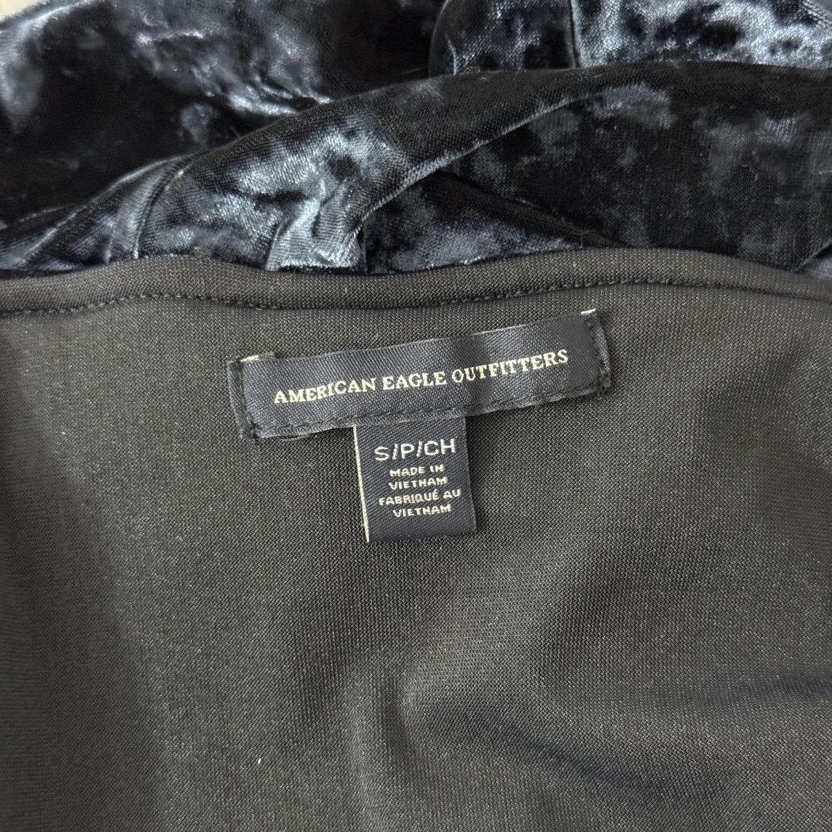 American Eagle Outfitters AMERICAN EAGLE Dark Blue Crushed Velvet Babydoll Mini Dress Size S / US 4 / IT 40 - 12 Thumbnail