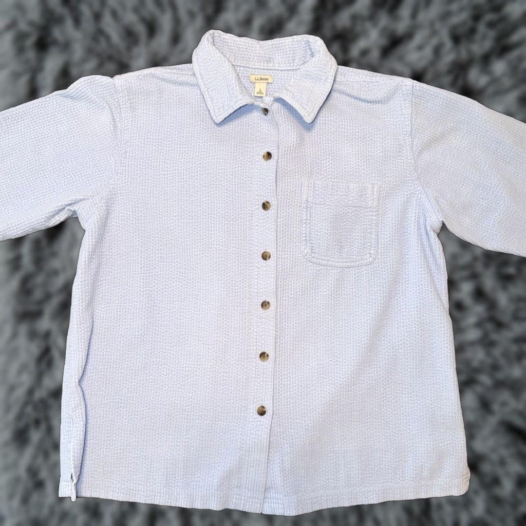 Vintage LL Bean Shirt Womens Large Blue Corduroy Button Up Casual Comfort 266127 Size L / US 10 / IT 46 - 1 Thumbnail