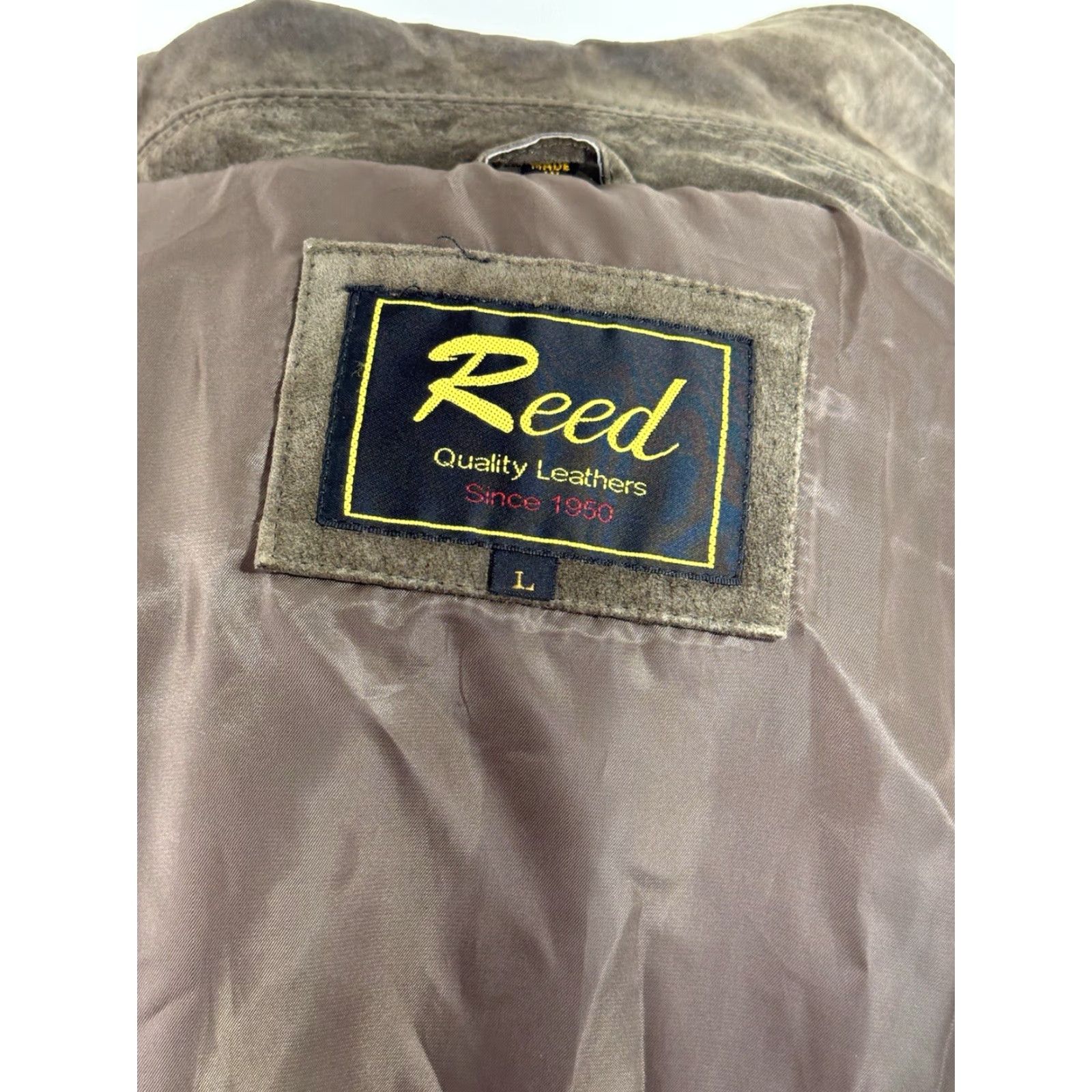 Vintage REED SUEDE LEATHER Mens L Jacket Ranch Safari Field Photographer Greenish Grayish Brown Size US L / EU 52-54 / 3 - 6 Thumbnail