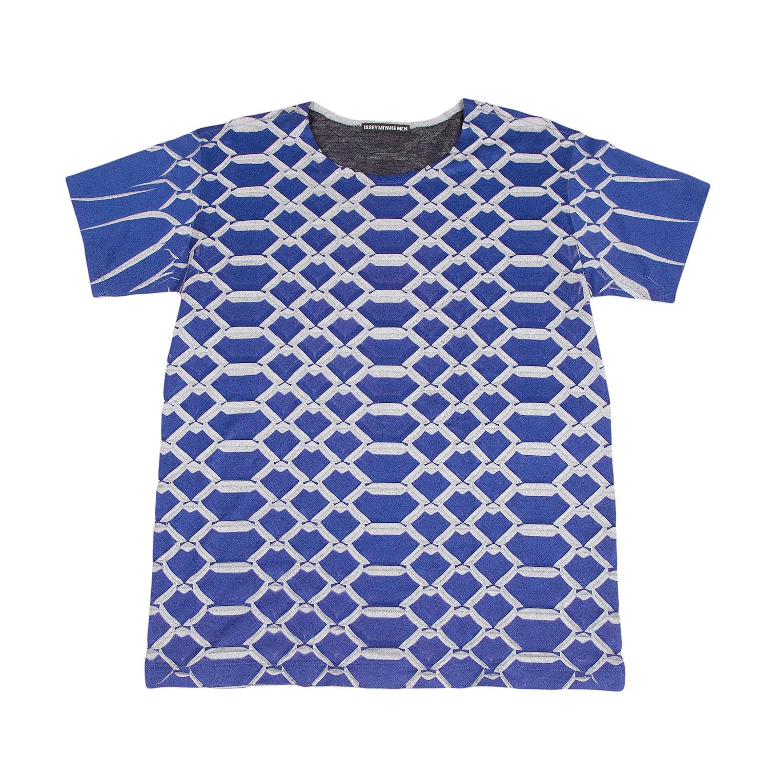 Issey Miyake Pleated Check Print T-Shirt in Blue Gray Size 4 Size US XS / EU 42 / 0 - 1 Thumbnail