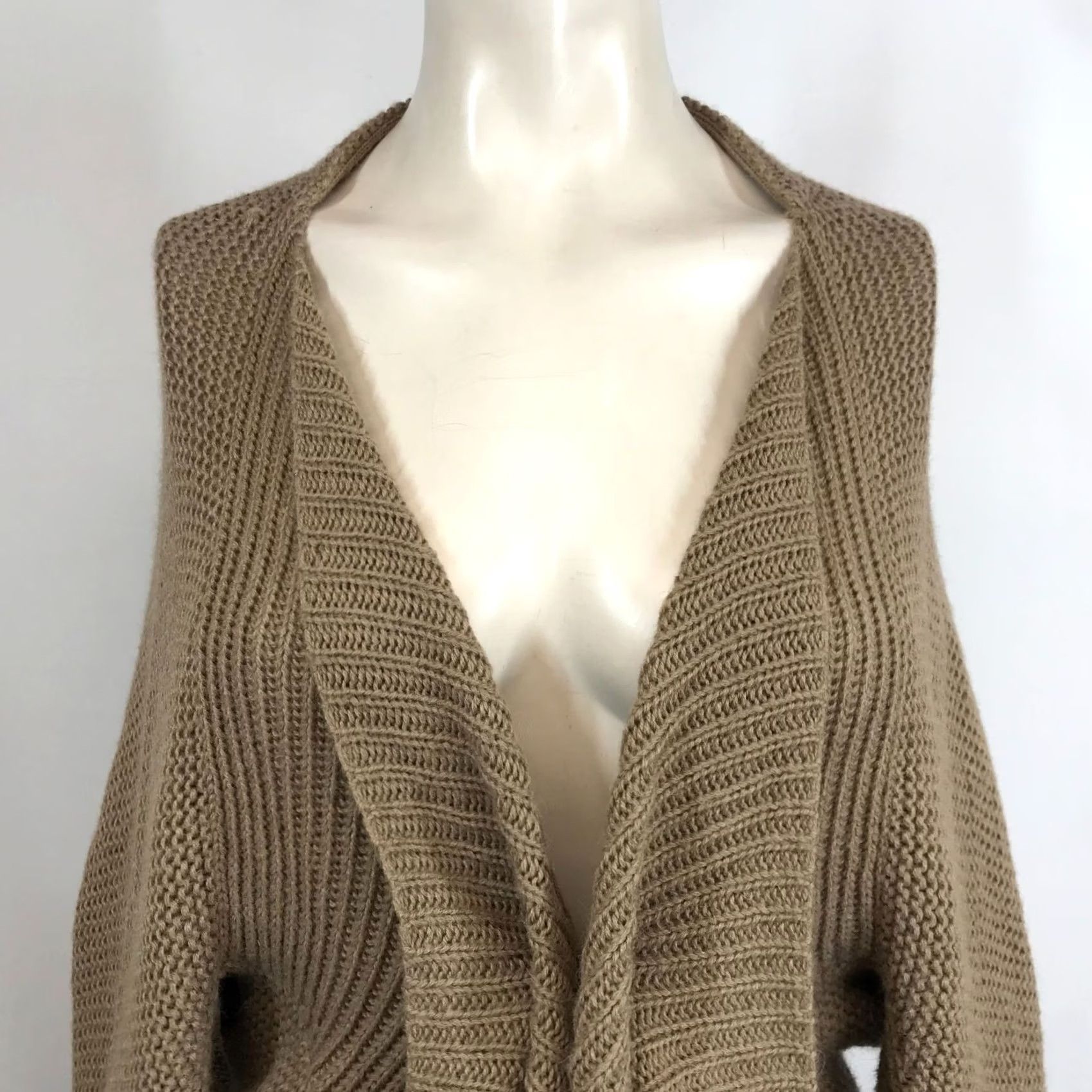 Brochu Walker BROCHU WALKER Cardigan ONE SIZE Brown Tan Alpaca Chunky Drape Front Womens Sweater Size ONE SIZE - 2 Thumbnail