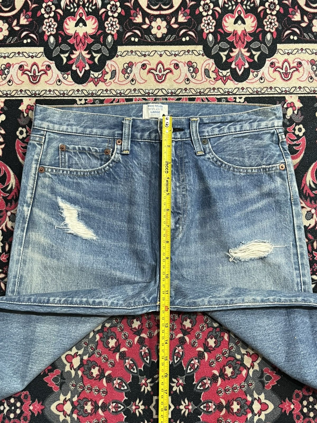 URBAN RESEARCH DOORS Japanese Brand Urban Research Blue Washed Selvedge Rip Jeans Size US 31 - 13 Thumbnail