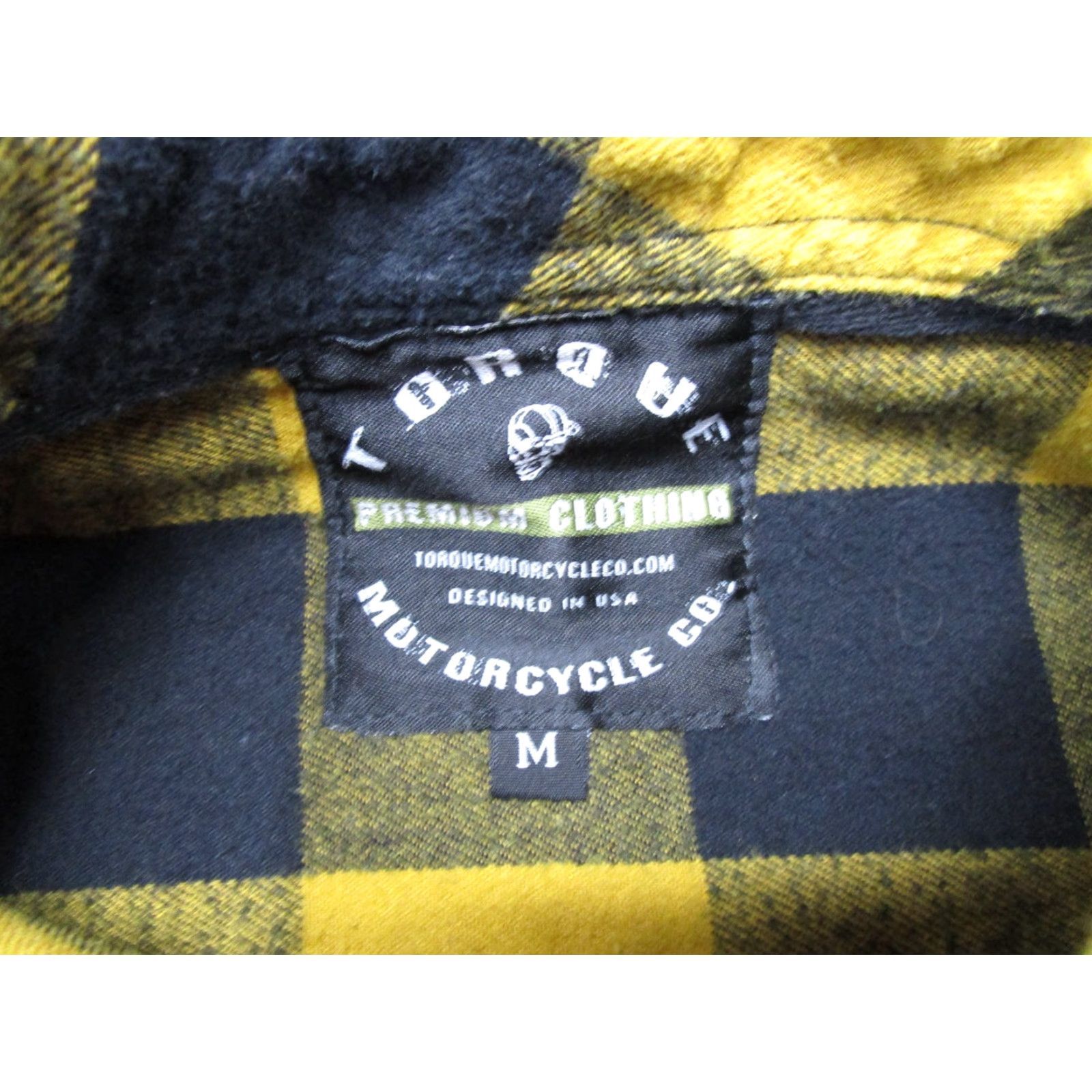 CO Torque Motorcycle Co Button-Up Shirt Mens M Flannel Yellow Black Plaid Pocketed Casual Workwear Military-Style 90s Motorcycle Theme Boys Mens? Size US M / EU 48-50 / 2 - 2 Thumbnail