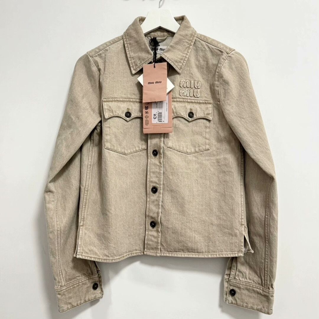 Miu Miu miu miu khaki denim jacket autumn winter Size US S / EU 44-46 / 1 - 1 Thumbnail
