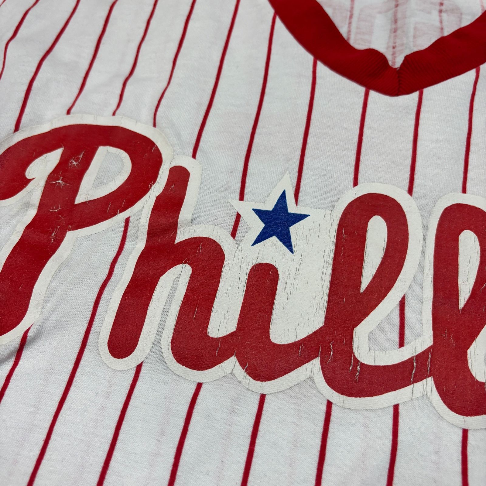 MLB × Russell Athletic × Vintage VTG 90s Philadelphia Phillies Goss 35 Stripe Jersey Shirt XL Size US XL / EU 56 / 4 - 10 Thumbnail