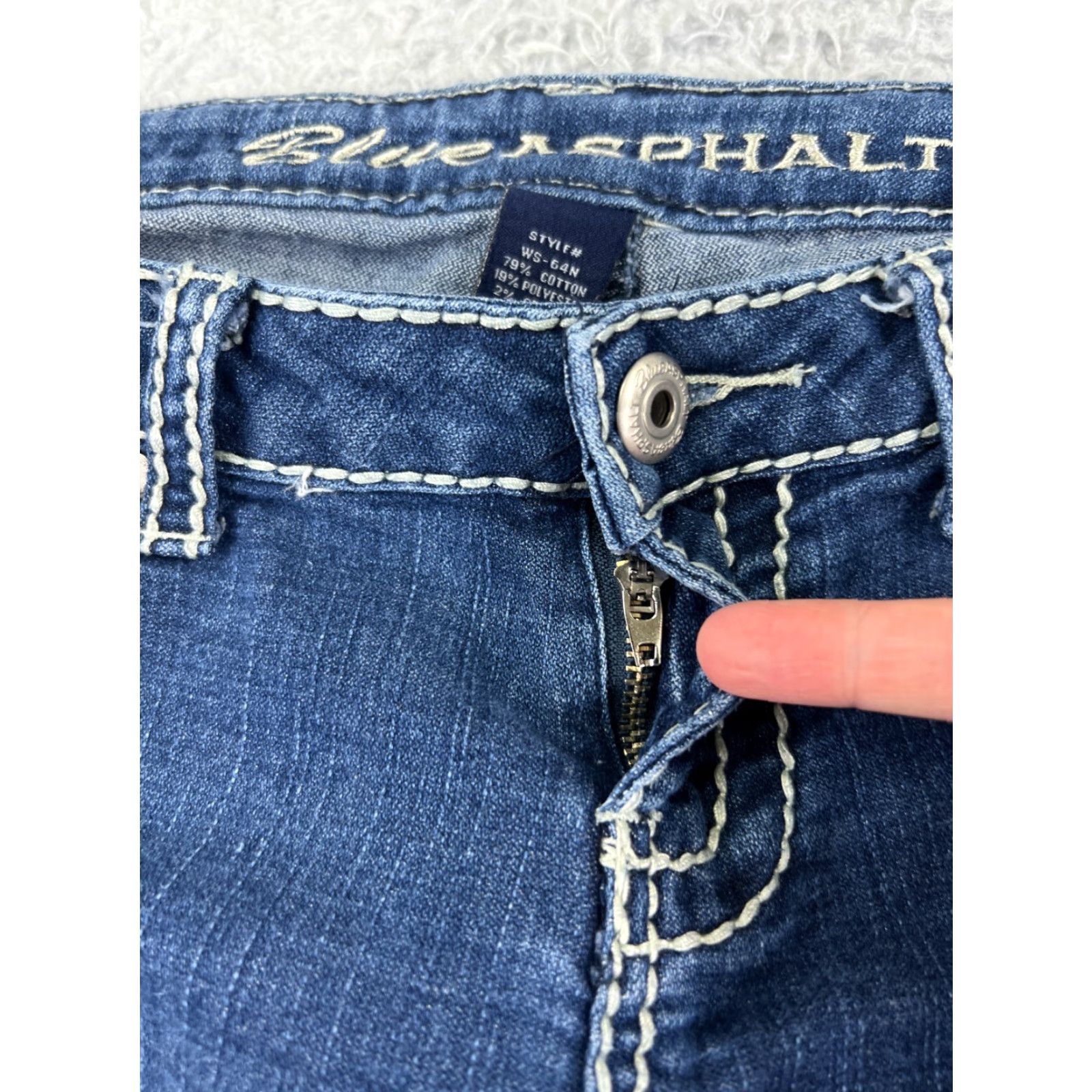 Vintage Blue Asphalt Jeans Women Bootcut 30x30 Denim Cotton Blend Blue 30 Inseam Low Rise 11 Regular Womens Jeans 90s? Size 32" / US 10 / IT 46 - 5 Thumbnail