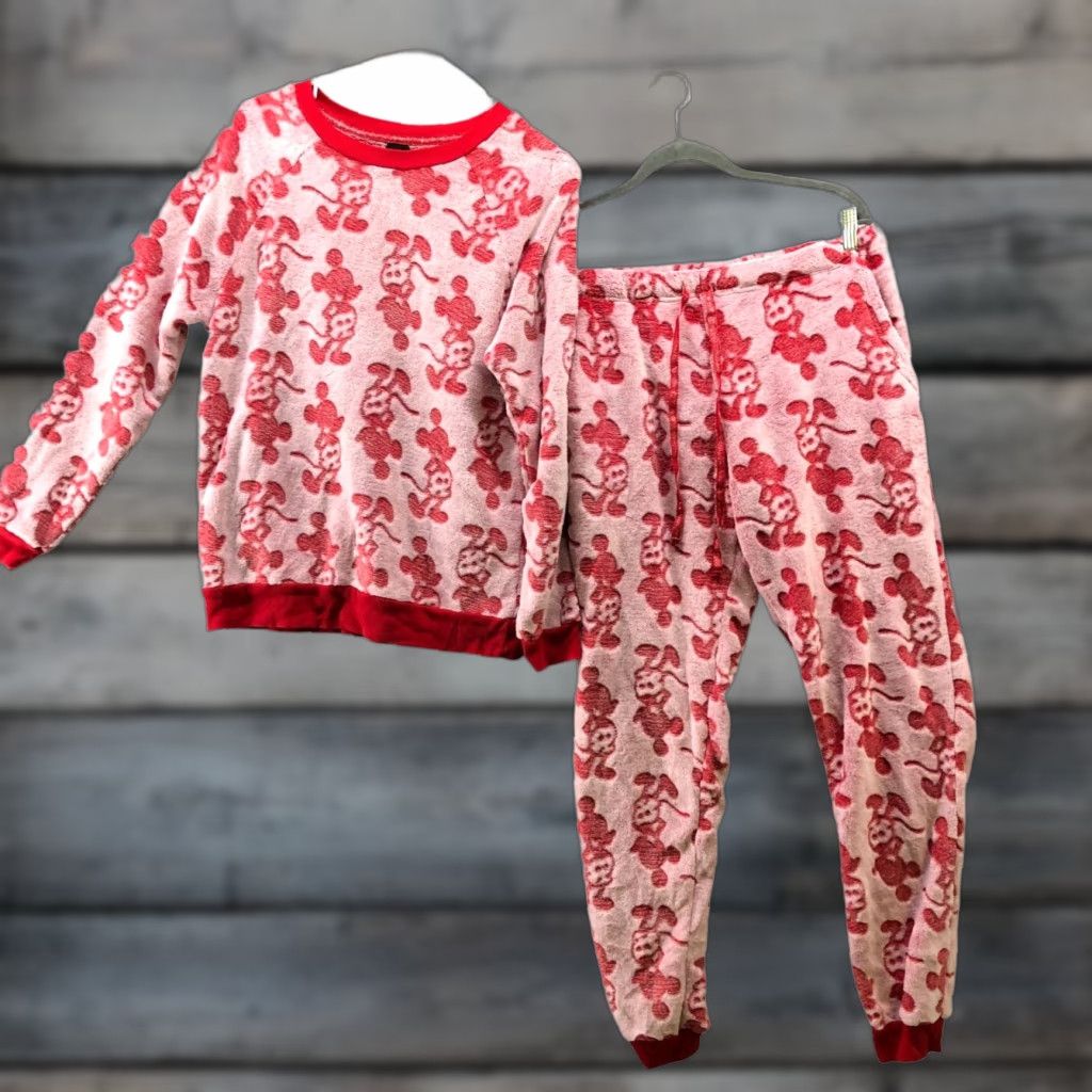 Disney Disney Mickey Mouse Fleece Pajama Set Womens M Red Plush Crewneck 2 Piece Size ONE SIZE - 1 Thumbnail