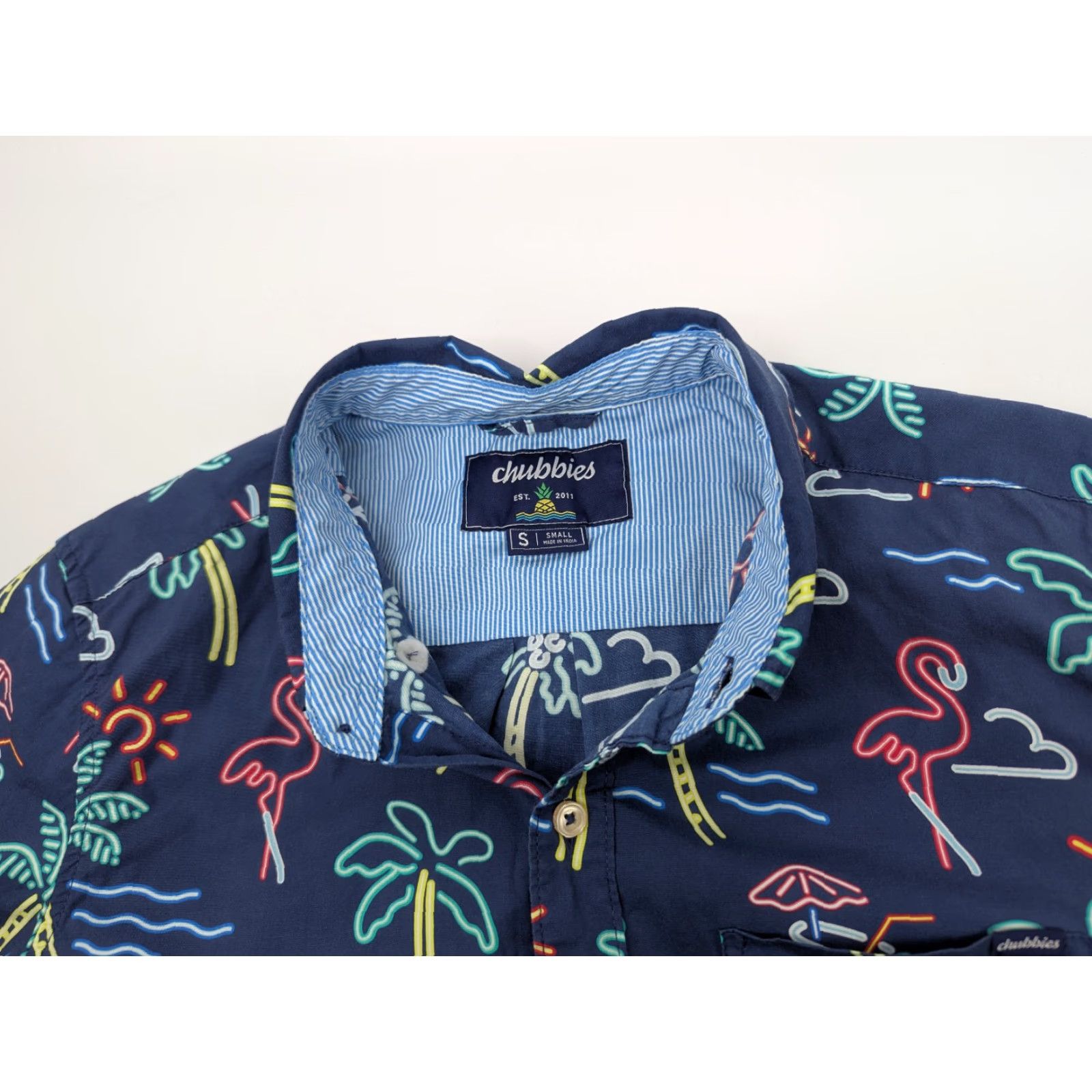 Chubbies Chubbies Shirt Men's Small Flamingo Palm Tree Cocktail Summer Party Beach Cotton Shirt Size US S / EU 44-46 / 1 - 6 Thumbnail