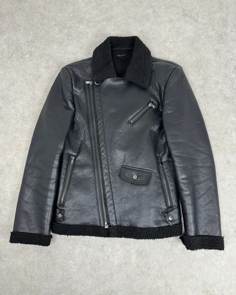 Daniele Alessandrini 2000s Daniele Alessandrini Black Leather Shearling Jacket Size US S / EU 44-46 / 1 - 2 Thumbnail