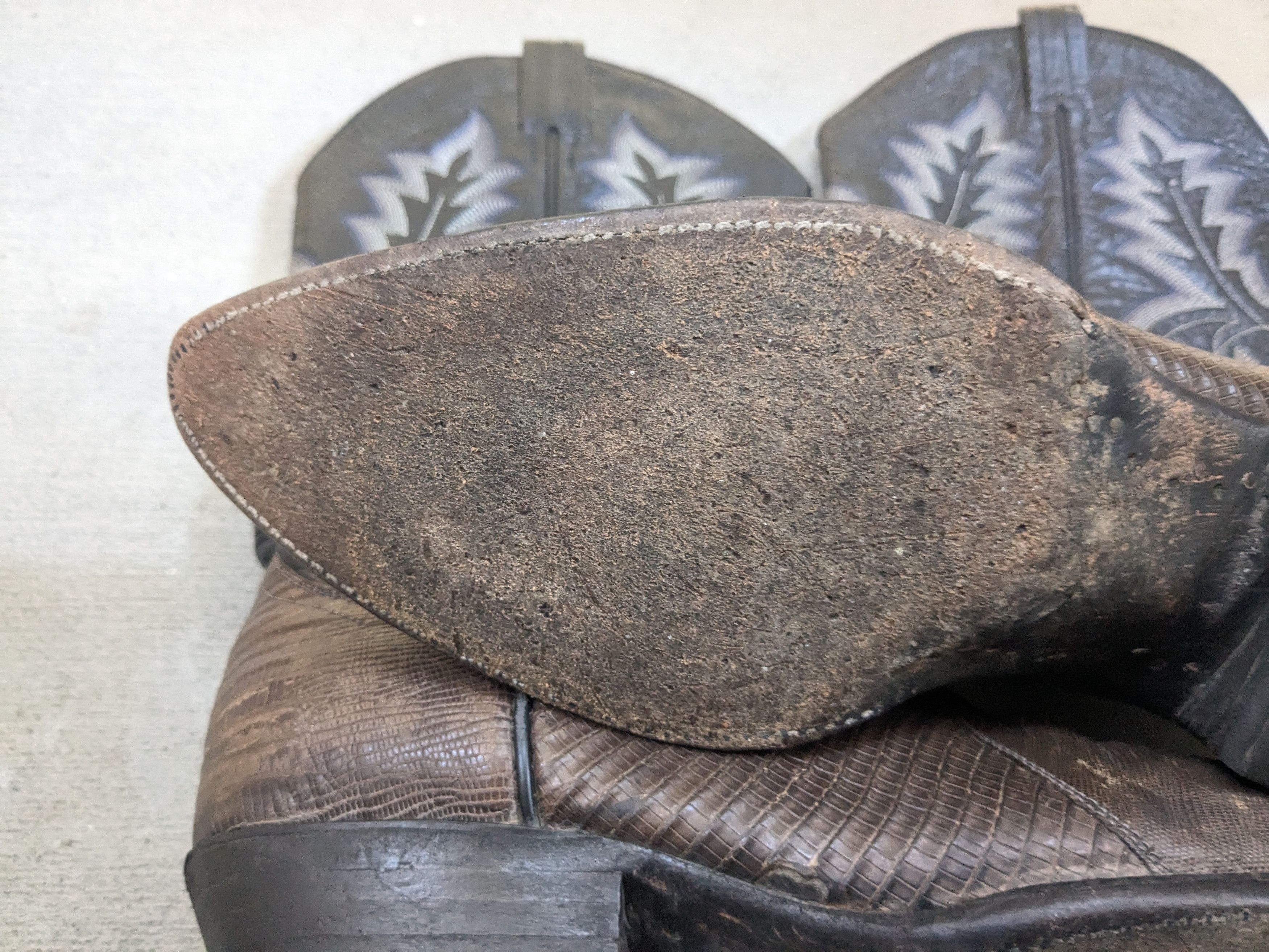 Genuine Leather Panhandle Slim Cowboy Boots 10.5 D Lizard Olive Black 10.5 Size US 10.5 / EU 43-44 - 18 Thumbnail