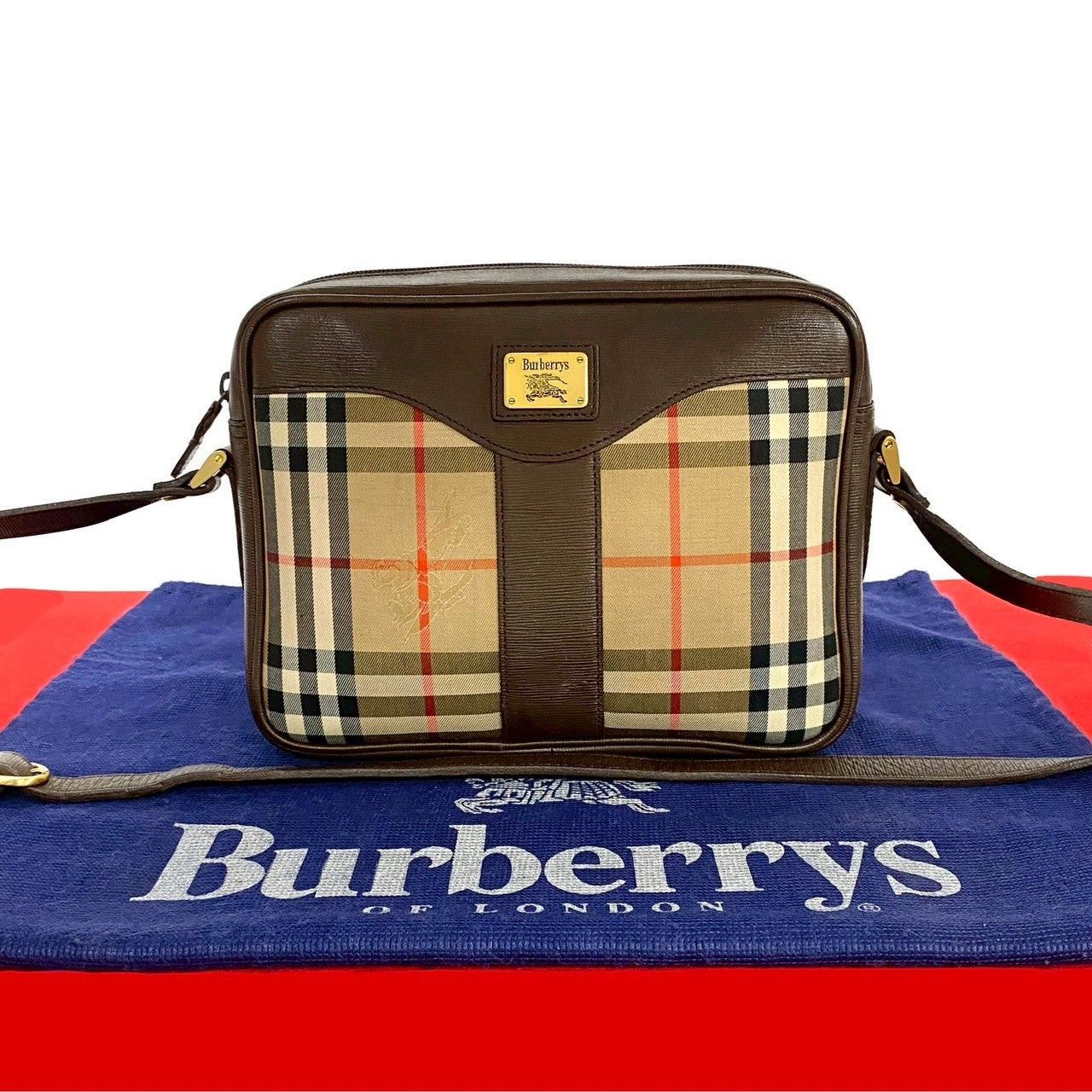 Burberry Shoulder Bag Brown Cotton