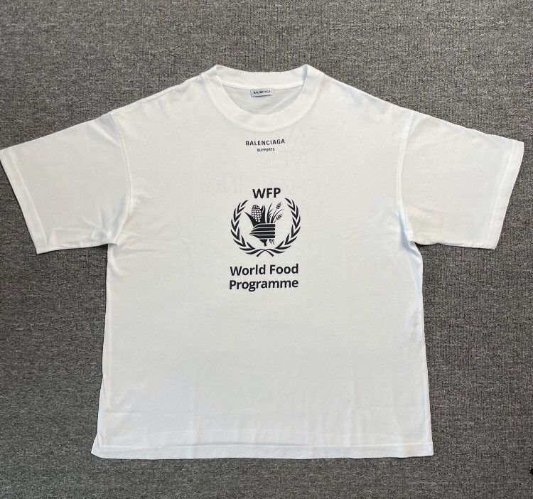 image of Balenciaga White World Food Agency Short Sleeved, Men's (Size Small)