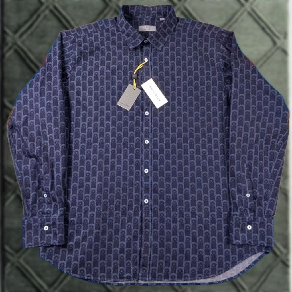 Canali Canali Button Down Shirt Long Sleeve Mr. Porter Pattern Italy Modern Fit 2XL Size US XXL / EU 58 / 5 - 1 Thumbnail