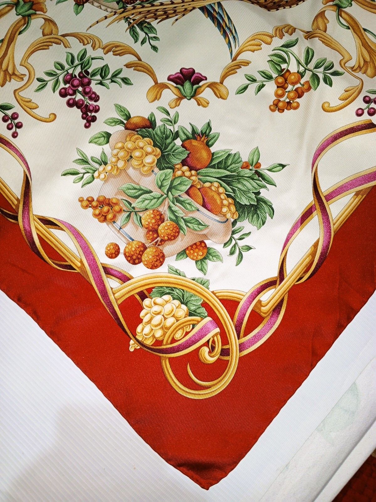 Salvatore Ferragamo SALVATORE FERRAGAMO Italy Bird Holiday Theme Silk Scarf Size ONE SIZE - 4 Thumbnail