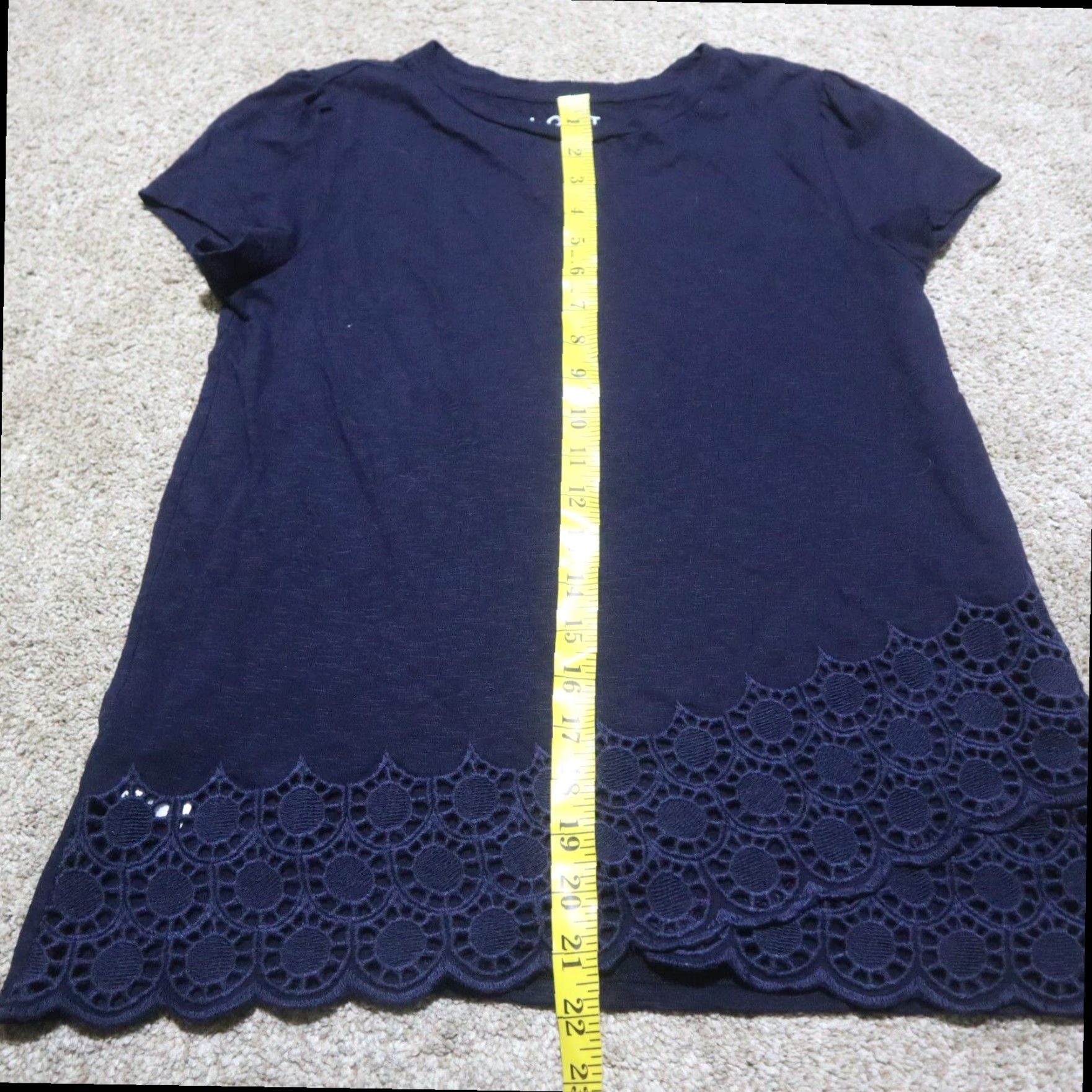 Loft Ann Taylor Blue Lace Women's T-Shirt Top XS Extra Small Size XS / US 0-2 / IT 36-38 - 5 Thumbnail