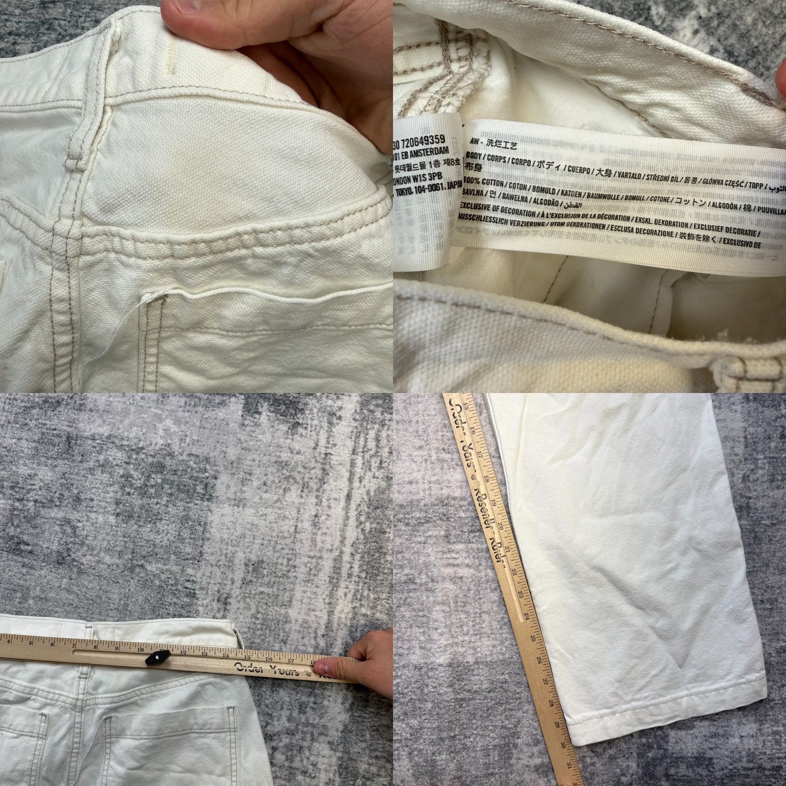 Abercrombie & Fitch Abercrombie & Fitch Jeans Mens 28x30 White Baggy Carpenter Denim Straight 5-Pocket Adult Regular Mens Size US 28 / EU 44 - 8 Thumbnail