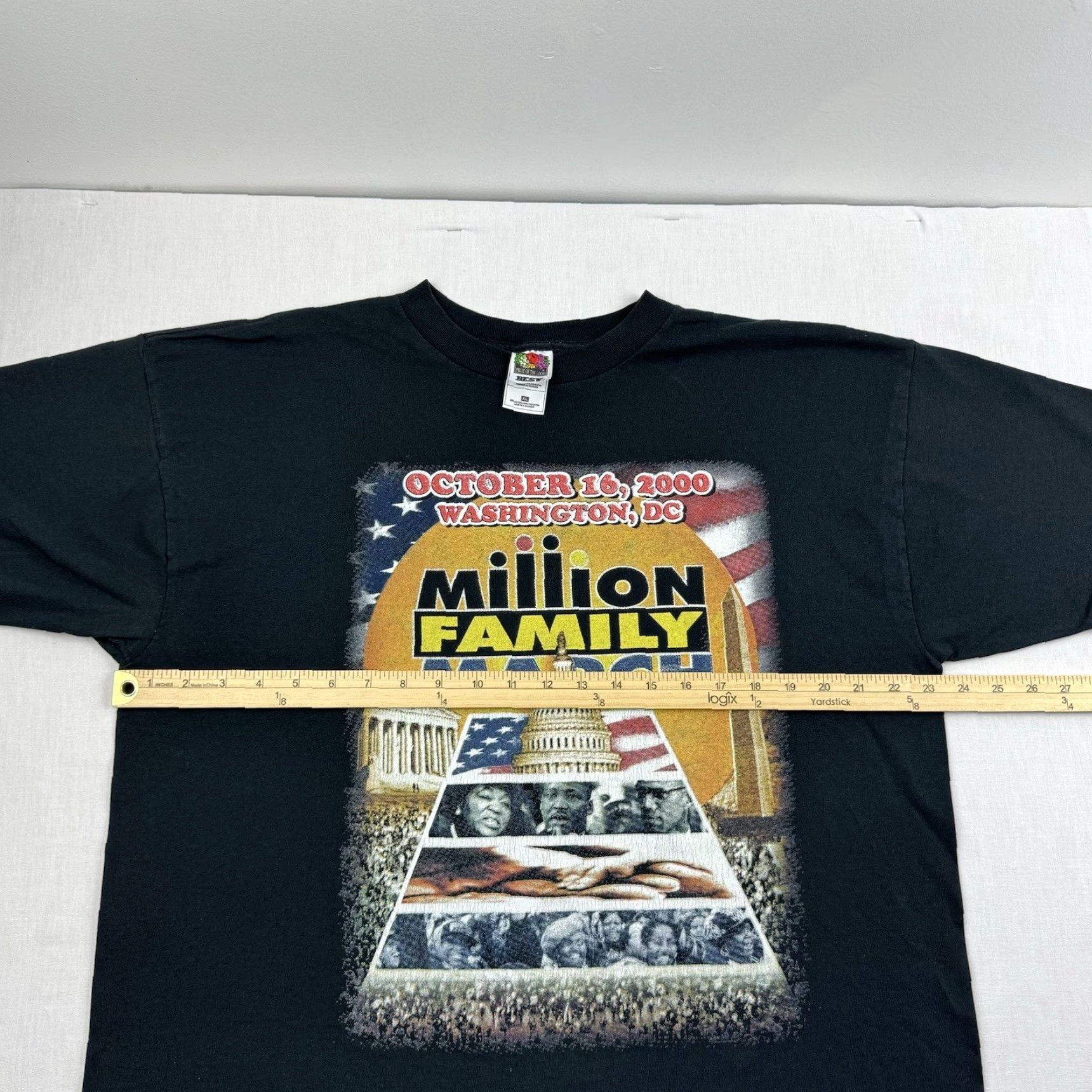 Fruit Of The Loom VINTAGE Million Family March Shirt Adult XL Black Rap Tee Style Washington Y2K Size US XL / EU 56 / 4 - 6 Thumbnail
