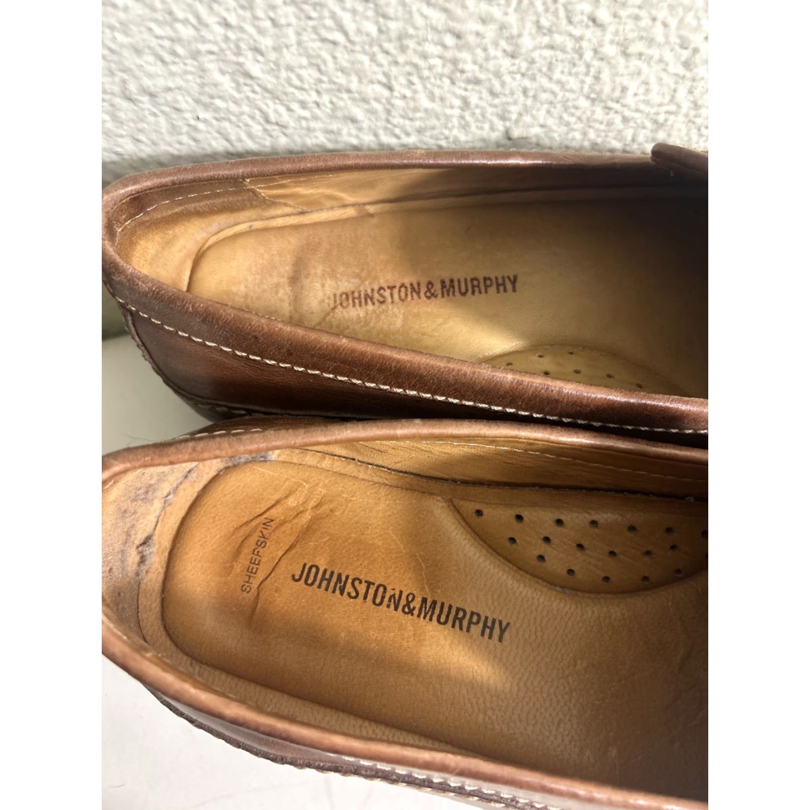 Johnston & Murphy Johnston & Murphy Loafers Woven Leather Slip On Brown Mens Size 9.5 M Comfort Square Toe Size US 10 / EU 43 - 5 Thumbnail