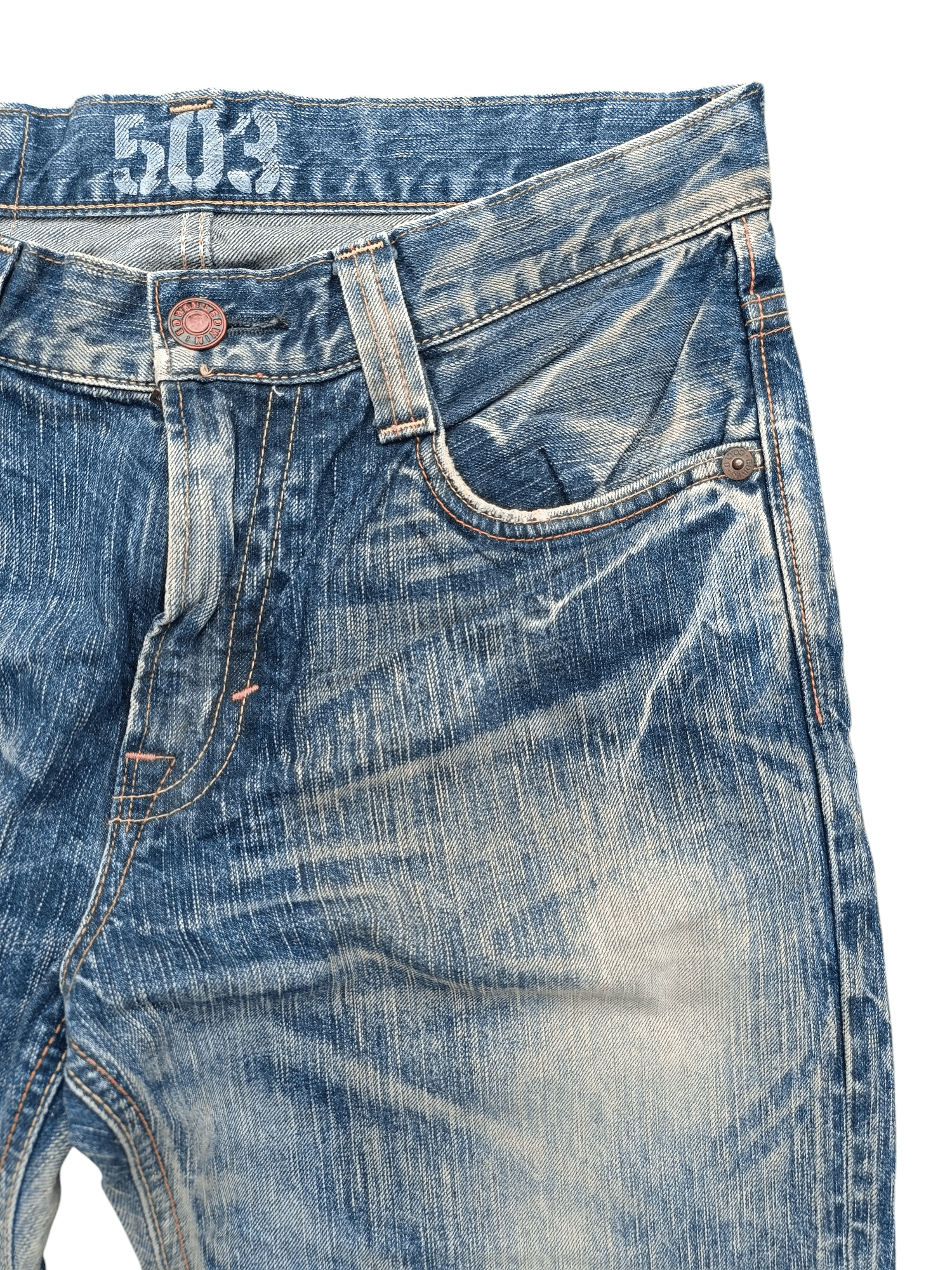 Edwin × Japanese Brand Edwin 503 Blue Trip Slim Washed Blue Whisker Denim Size US 32 / EU 48 - 15 Thumbnail