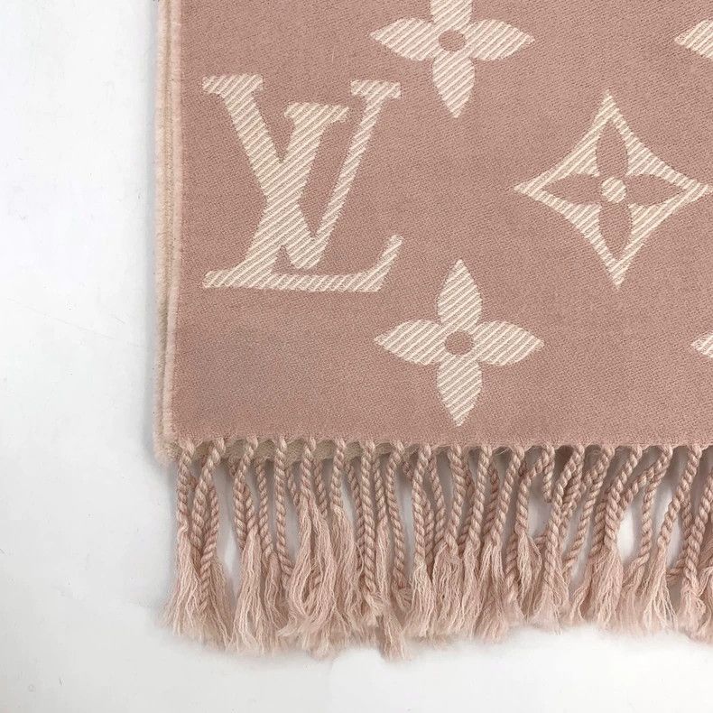 Louis Vuitton Louis Vuitton Pink logo presbyopic full print wool fringe Size ONE SIZE - 4 Thumbnail
