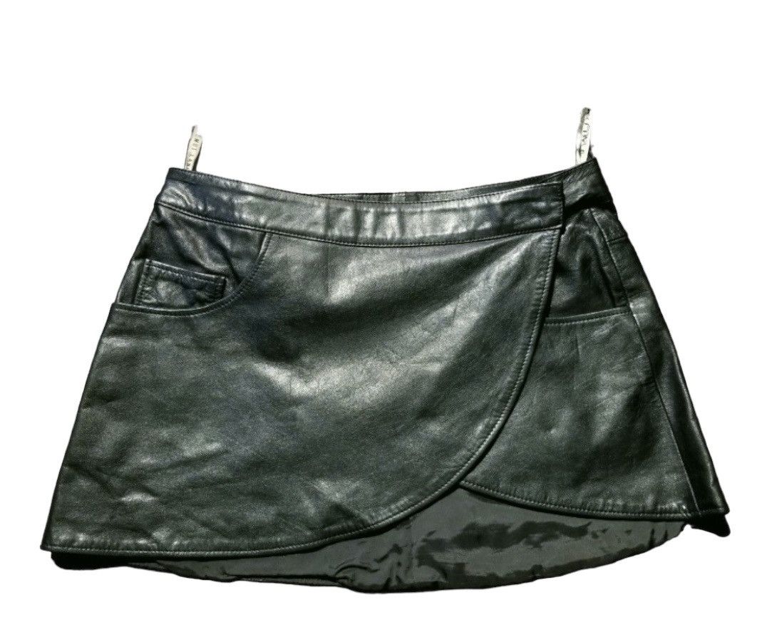 SS92 Runway Helmut Lang archive leather wrap skirt