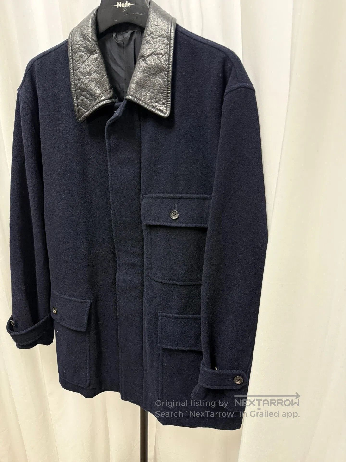 Comme des Garcons Homme Plus Comme des Garçons Homme 1991AW Leather Collar Wool Coat. Size US M / EU 48-50 / 2 - 2 Thumbnail