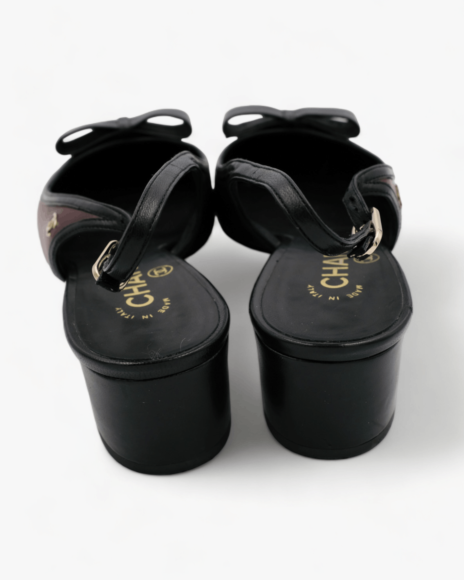 Chanel Chanel black and burgundy slingbacks 39 Size US 8 / IT 38 - 3 Thumbnail