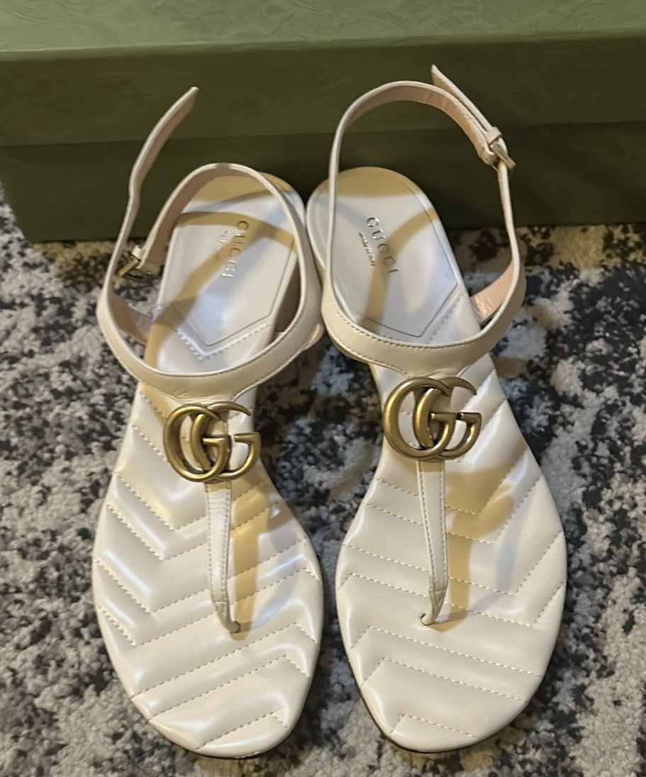 Gucci Gucci Double G Thong Sandal Nappa Mystic White Size US 10.5 / IT 40.5 - 3 Thumbnail