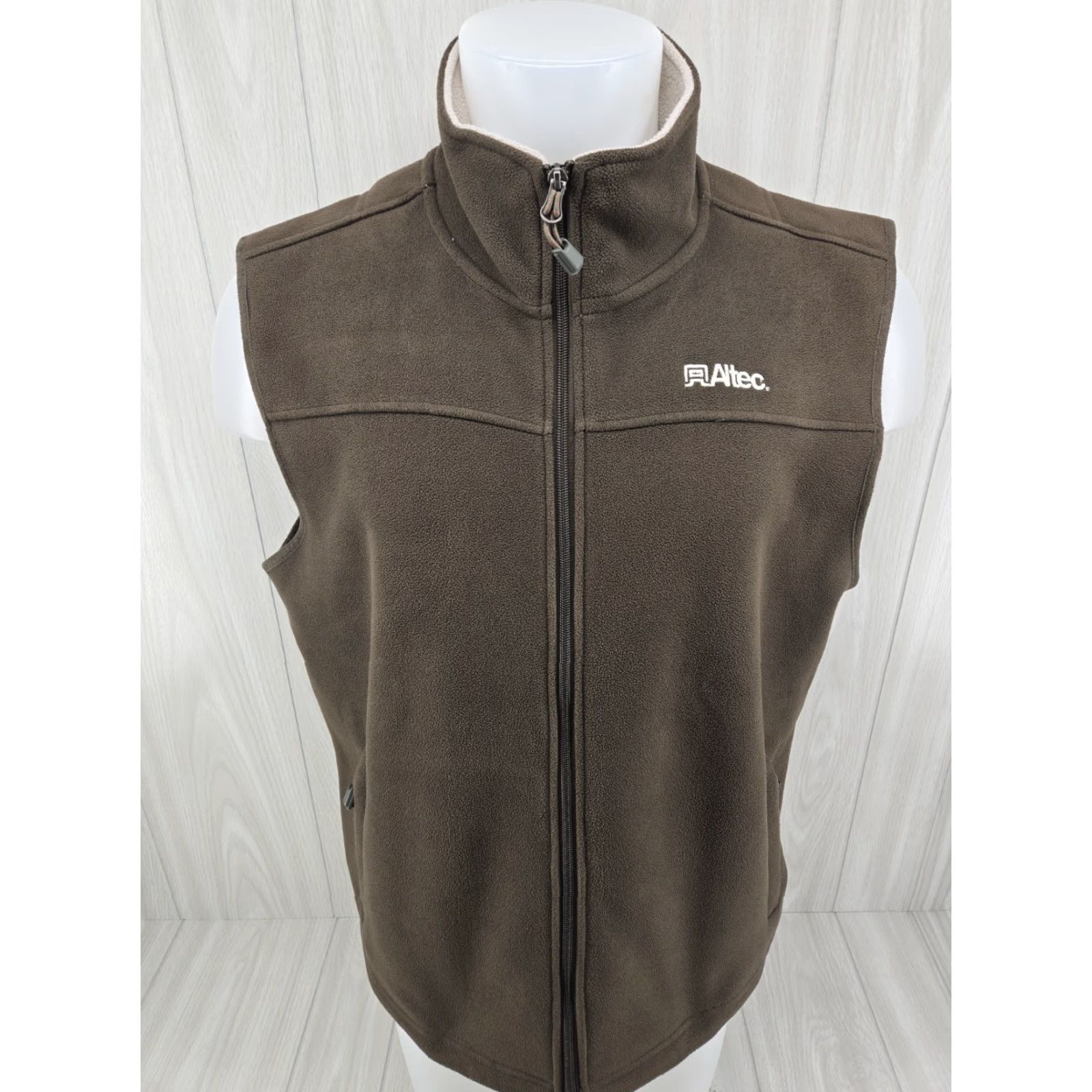 Vintage Fosssa Altec Vest Men’s Medium Brown Green Fleece Lined Full Zip Vest Regular Fit Stand-Up Collar Zipped Pockets All Seasons Size US M / EU 48-50 / 2 - 2 Thumbnail