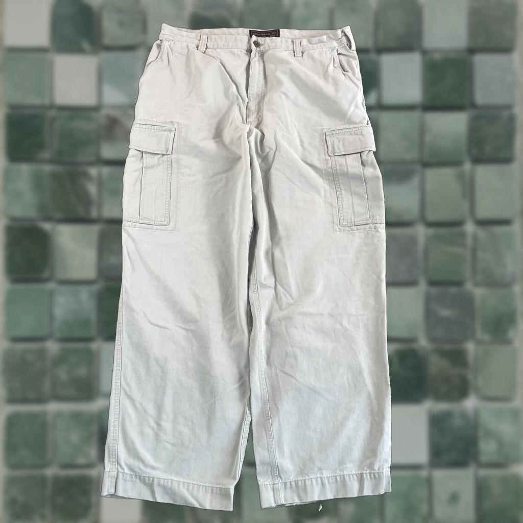 Abercrombie & Fitch VINTAGE Abercrombie & Fitch Cargo Pants Men 38x30 Baggy Military Grunge 90s Ivory Cotton Canvas Pockets Cargo Size US 38 / EU 54 - 1 Thumbnail