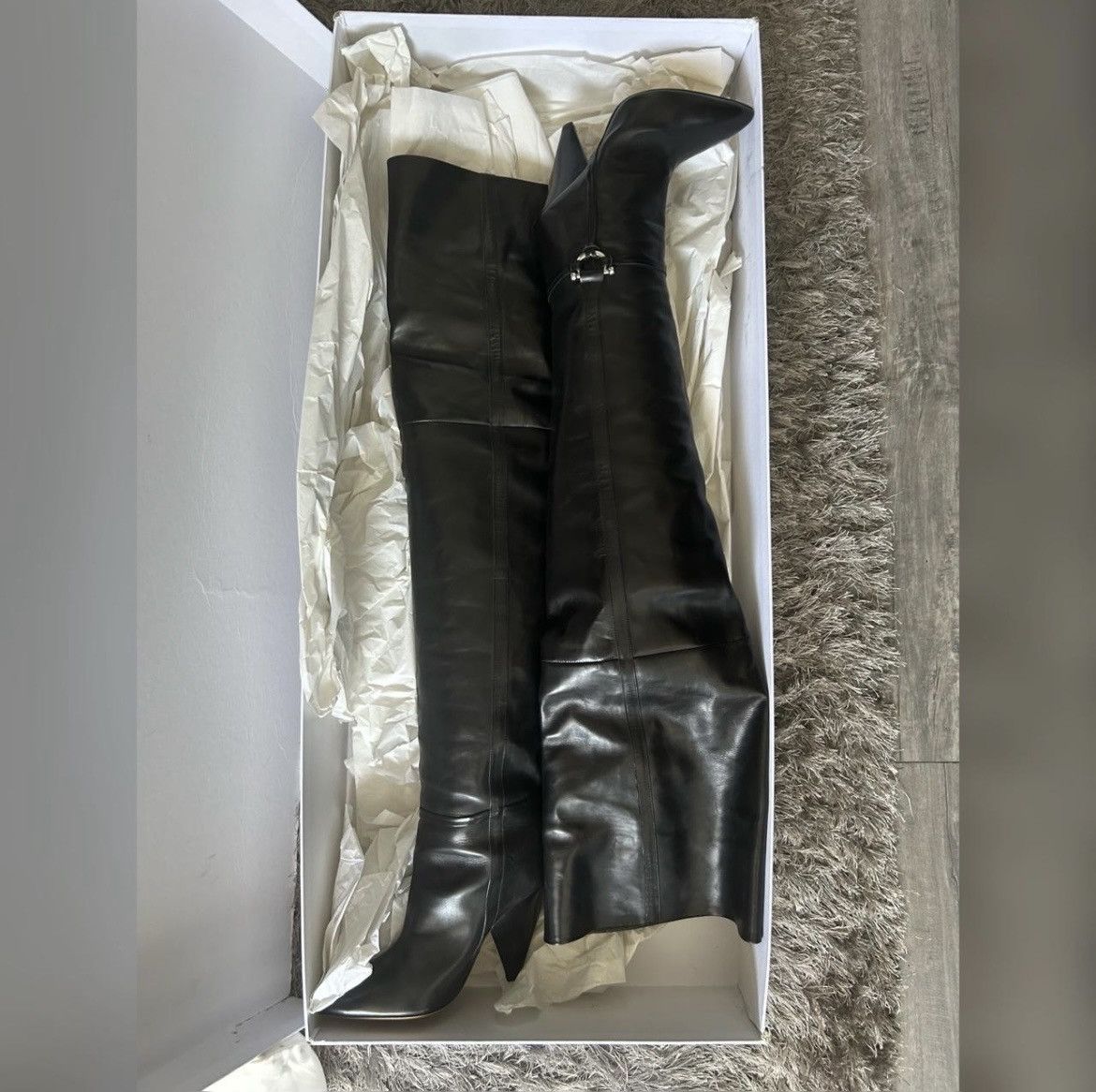 Black Lage leather over-the-knee boots ISABEL MARANT