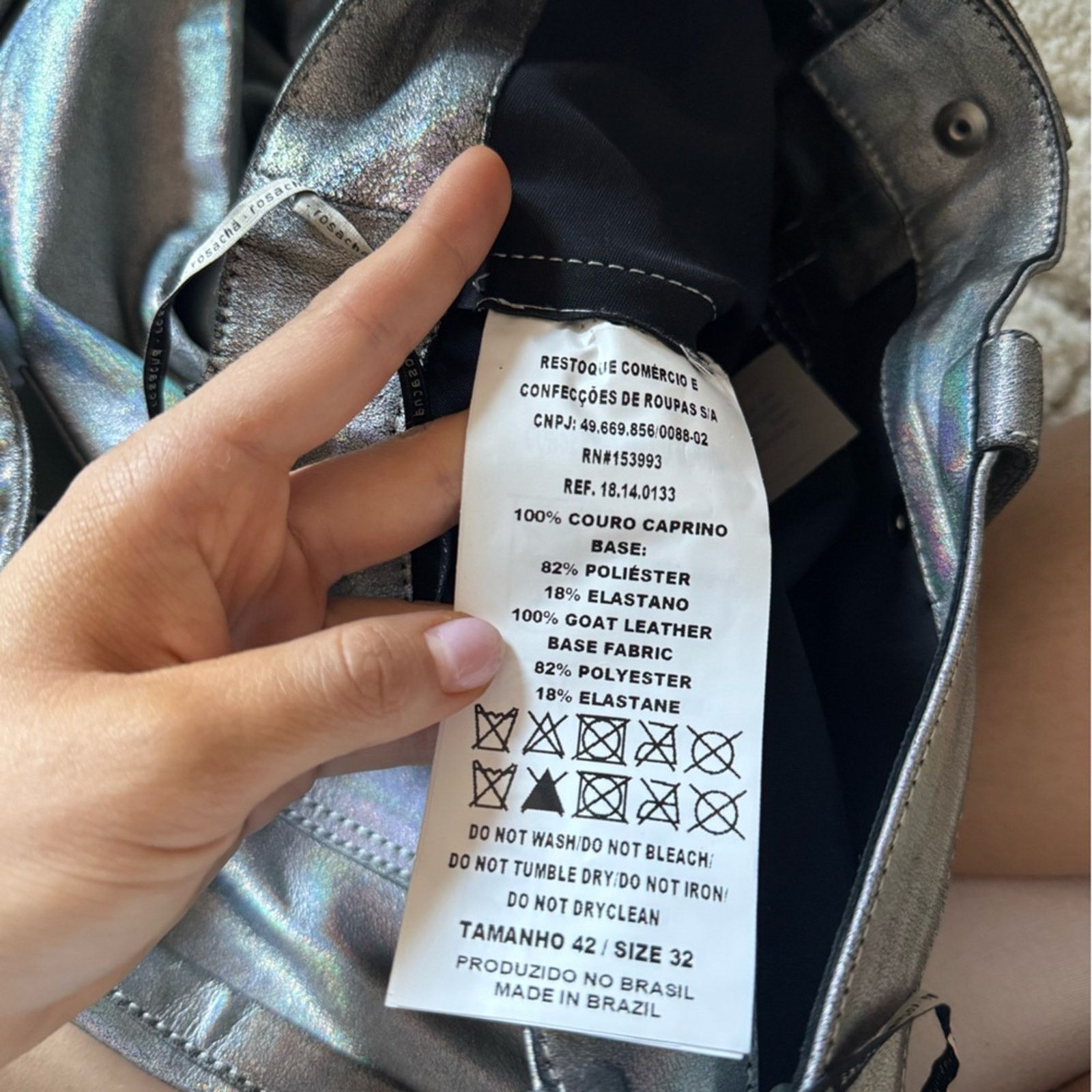 Other Rosa Cha Silver Leather Metallic Pants NWT Size 30" / US 8 / IT 44 - 6 Thumbnail